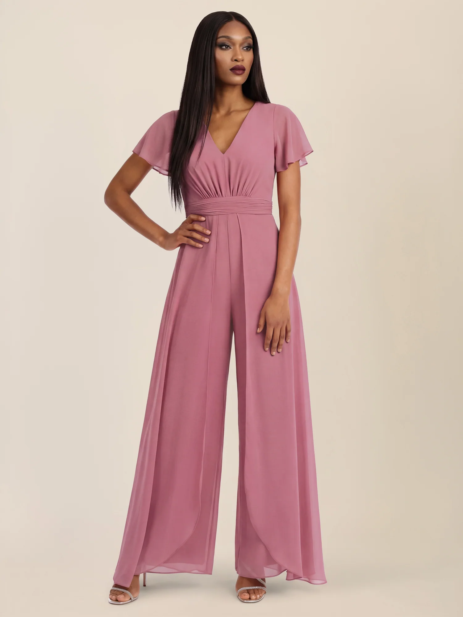 APART Eleganter Chiffonoverall mit fließendem Beinverlauf | rosé - Image 5