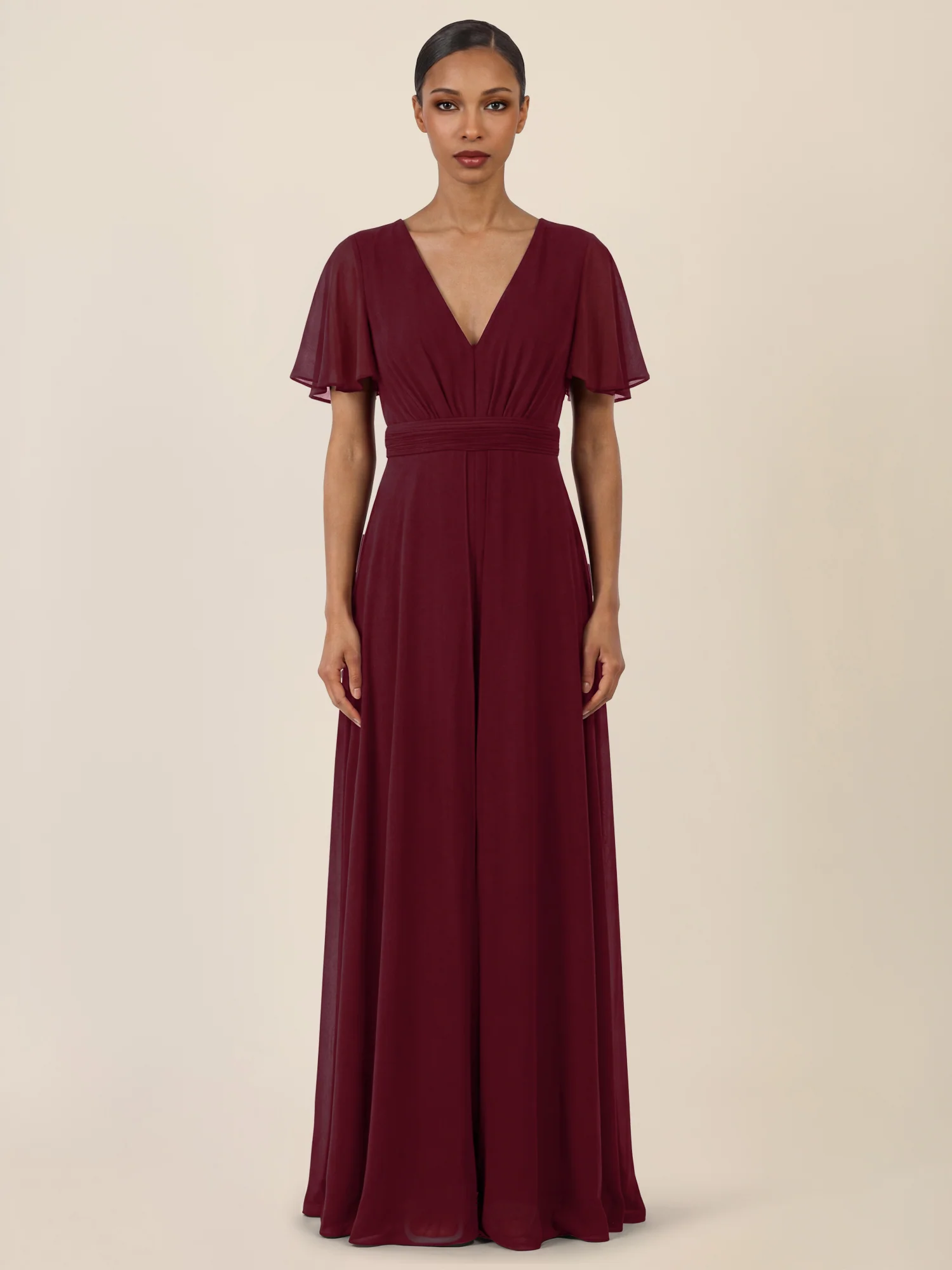 APART Eleganter Chiffonoverall mit fließendem Beinverlauf | weinrot