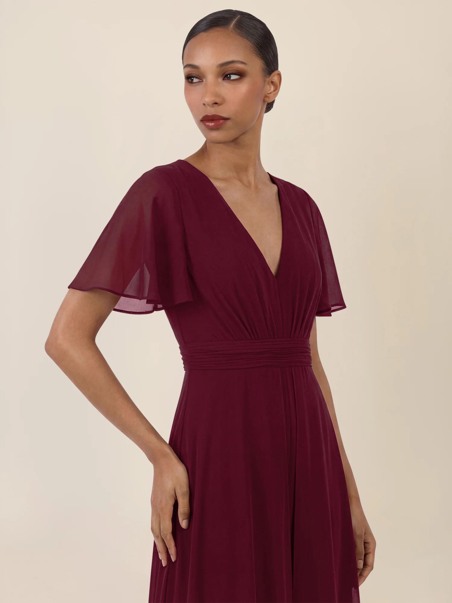 APART Eleganter Chiffonoverall mit fließendem Beinverlauf | weinrot - Image 4