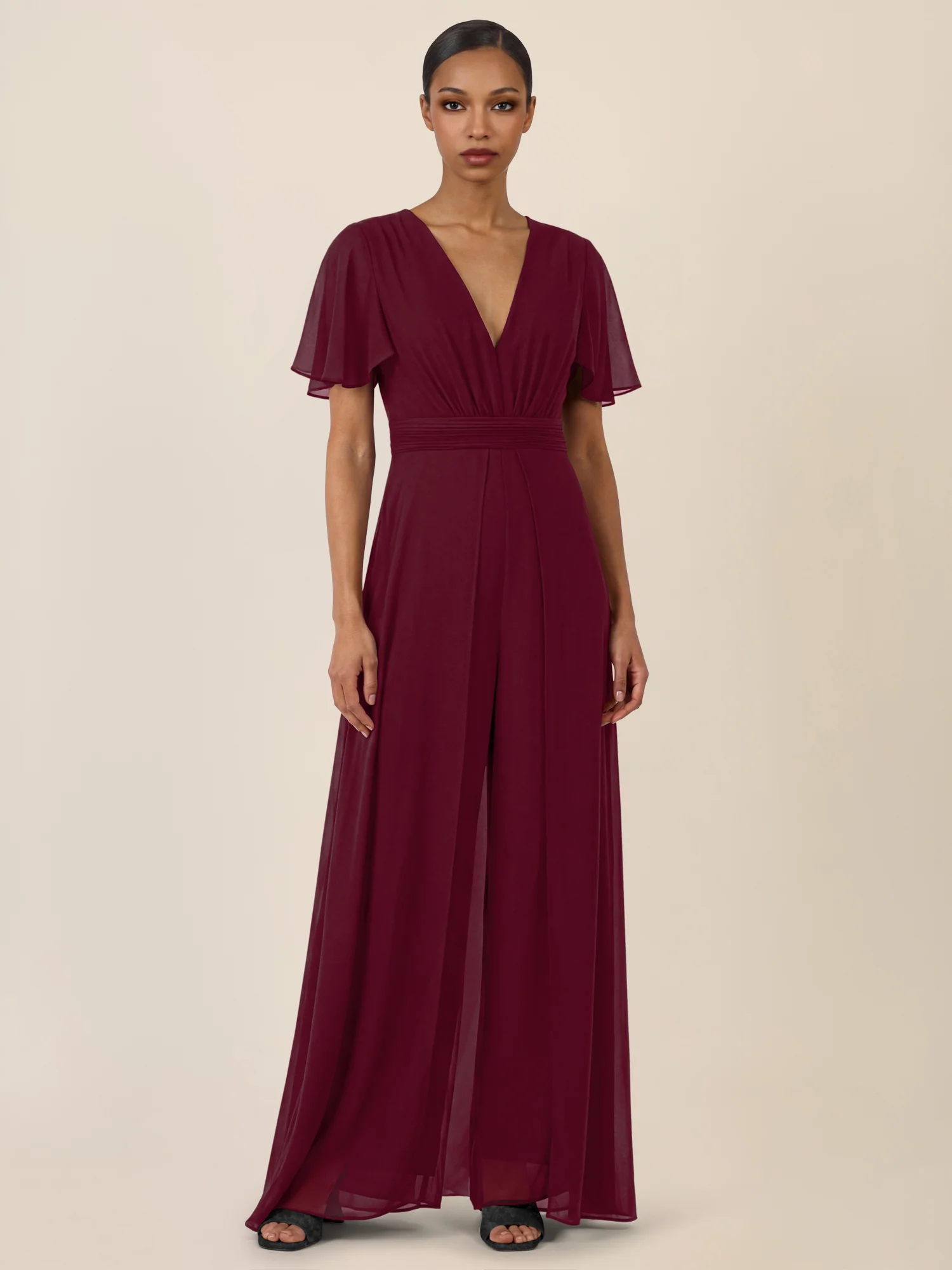APART Eleganter Chiffonoverall mit fließendem Beinverlauf | weinrot - Image 5