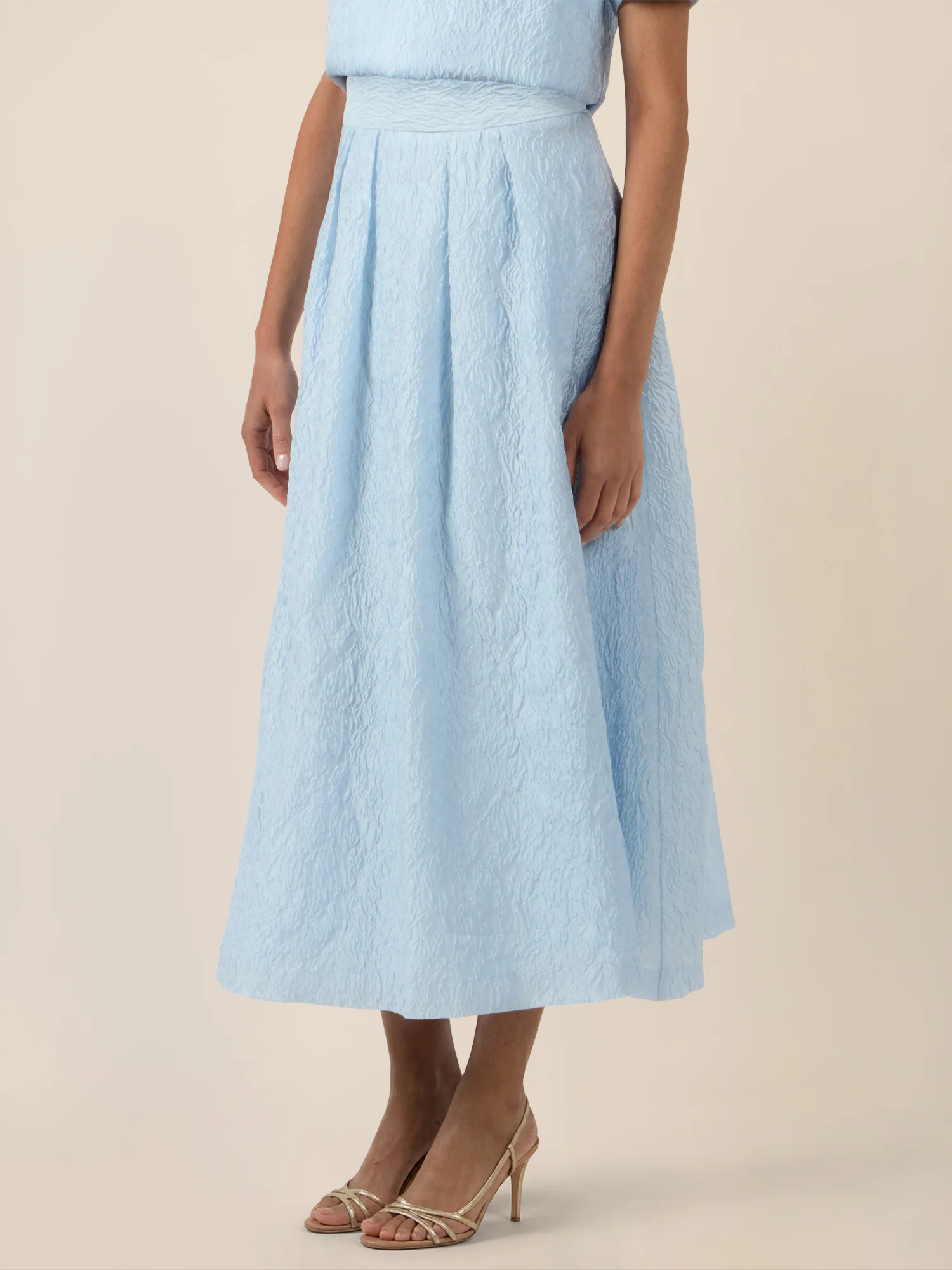 APART Eleganter Jacquard-Midirock mit Struktur | hellblau