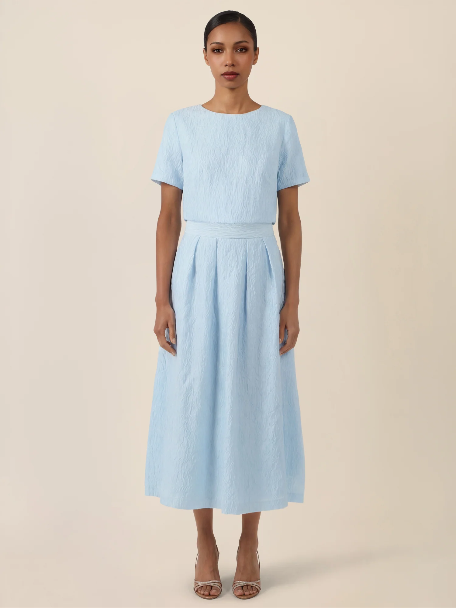 APART Eleganter Jacquard-Midirock mit Struktur | hellblau - Image 2
