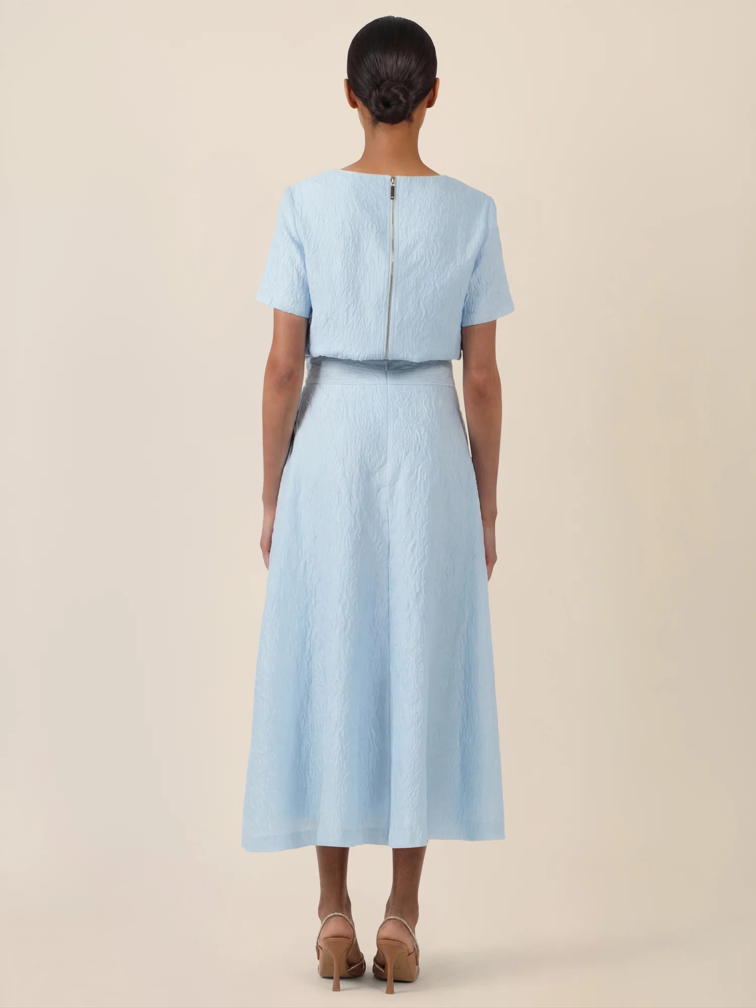 APART Eleganter Jacquard-Midirock mit Struktur | hellblau - Image 3
