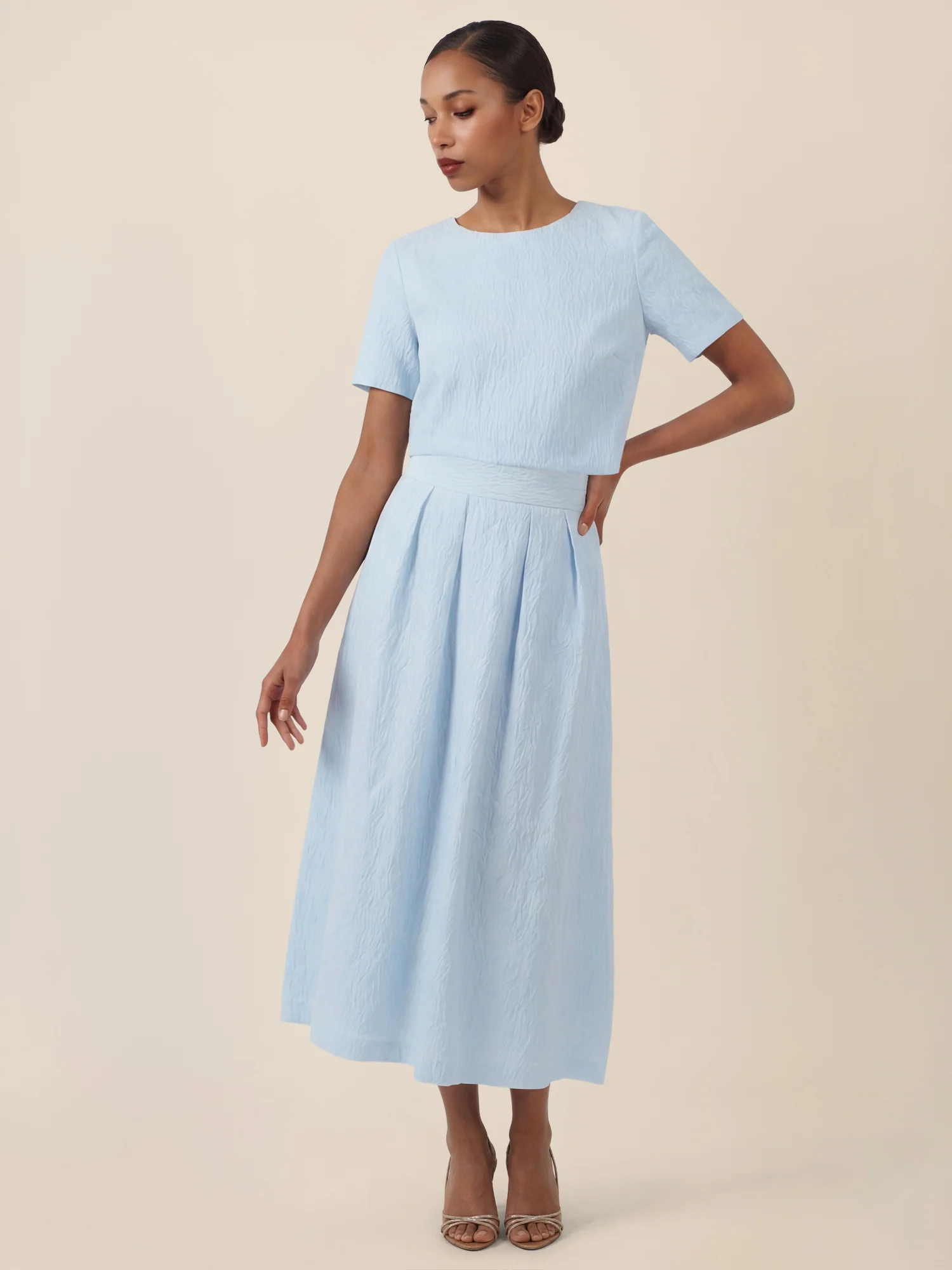 APART Eleganter Jacquard-Midirock mit Struktur | hellblau - Image 6