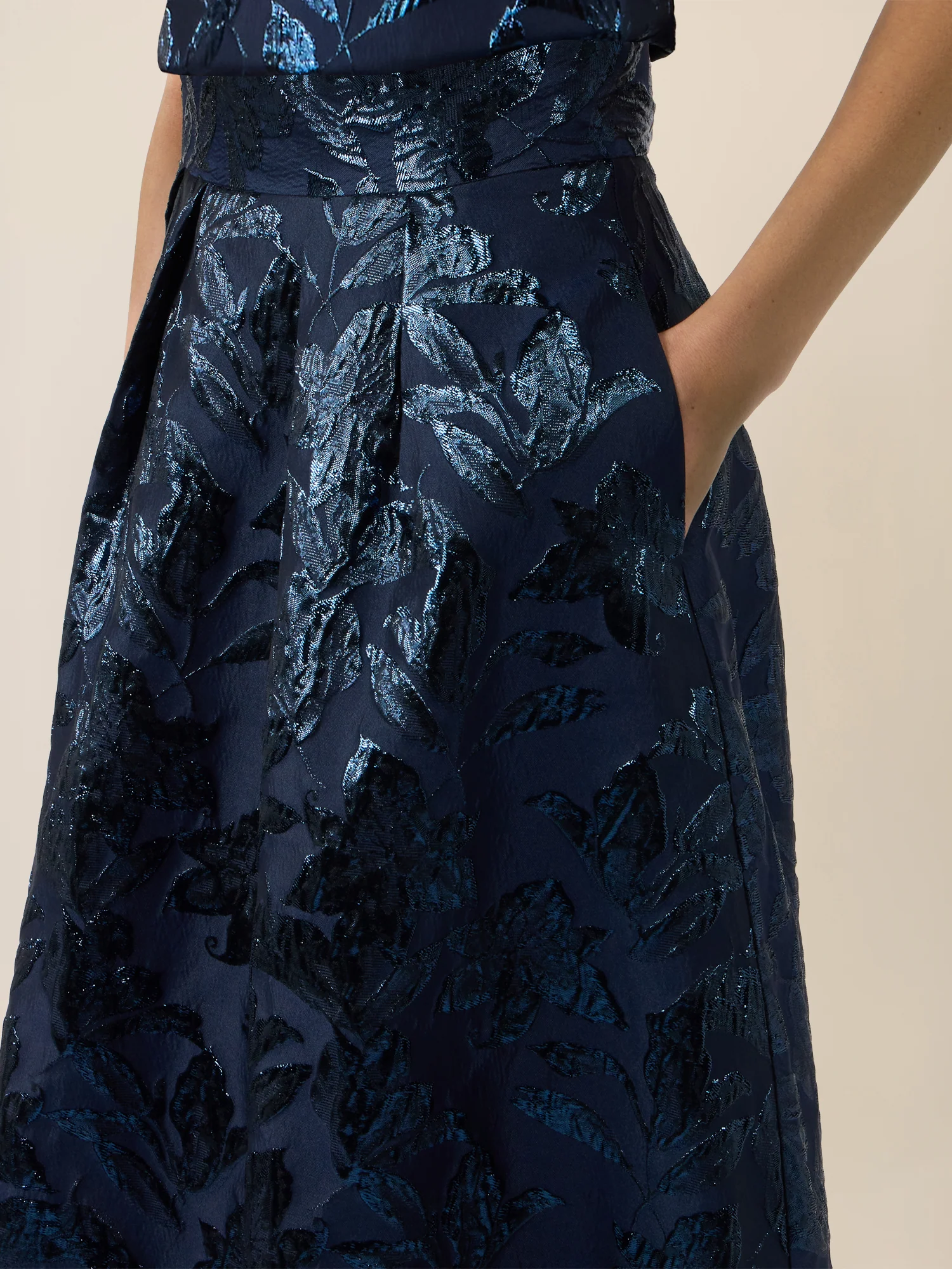 APART Eleganter Jacquard-Rock in A-Linie | nachtblau-metallic - Image 5