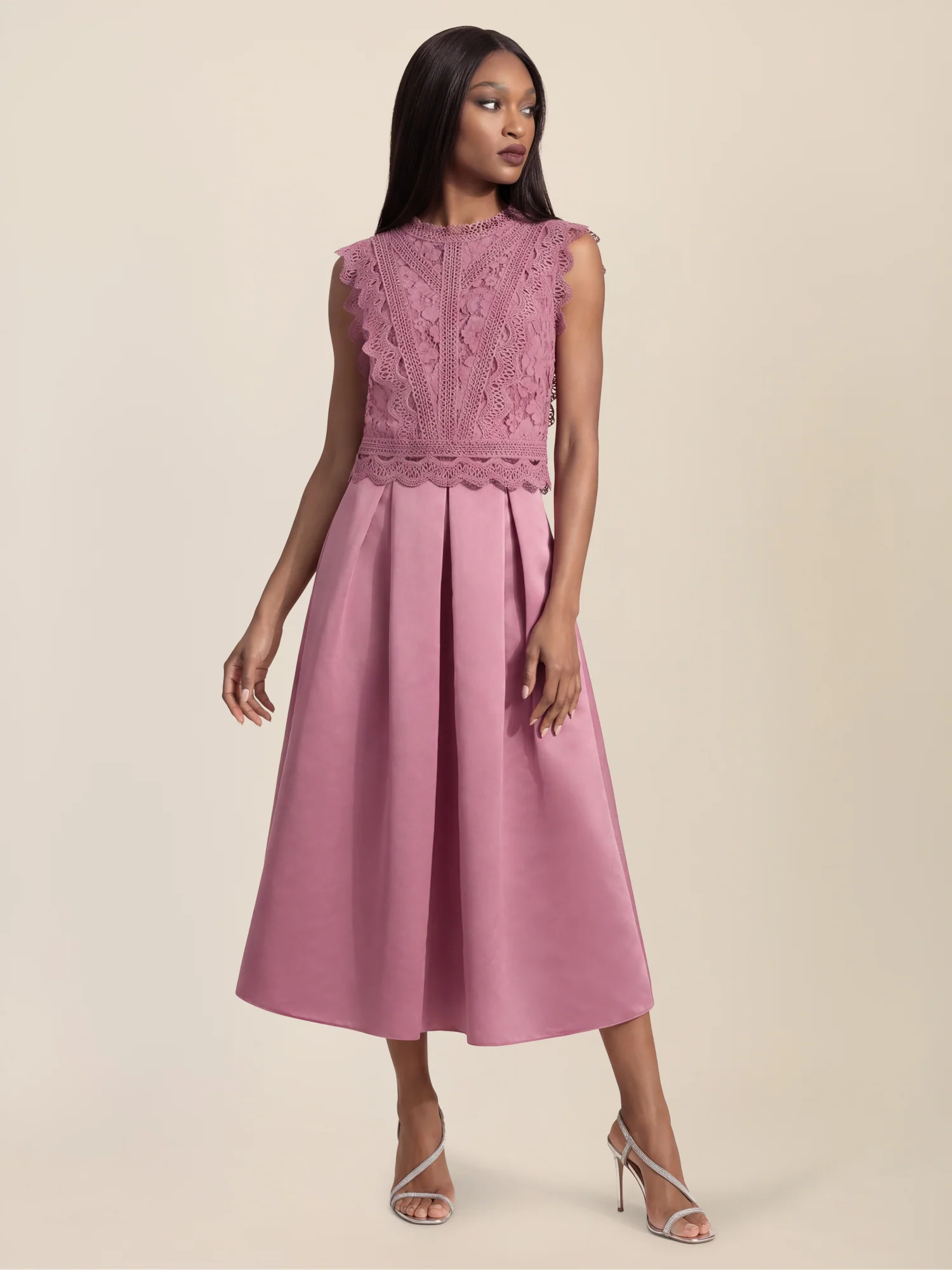 APART Eleganter Satinrock mit Glanz-Effekt | rosé - Image 2