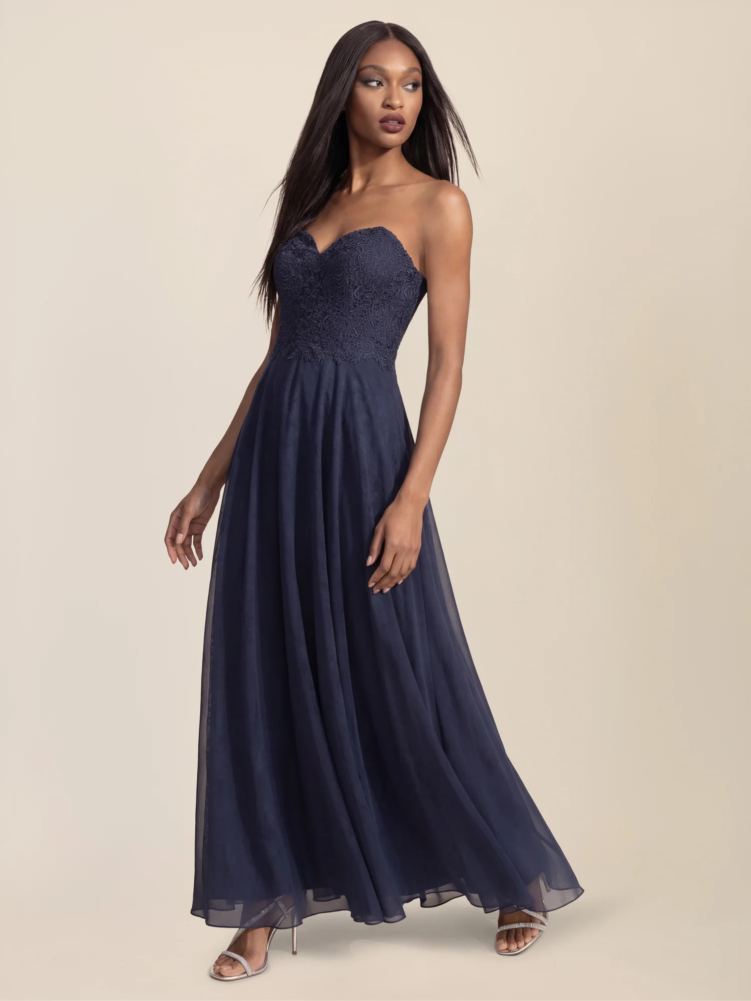 APART Elegantes Abendkleid mit Spitzenmieder | nachtblau - Image 11