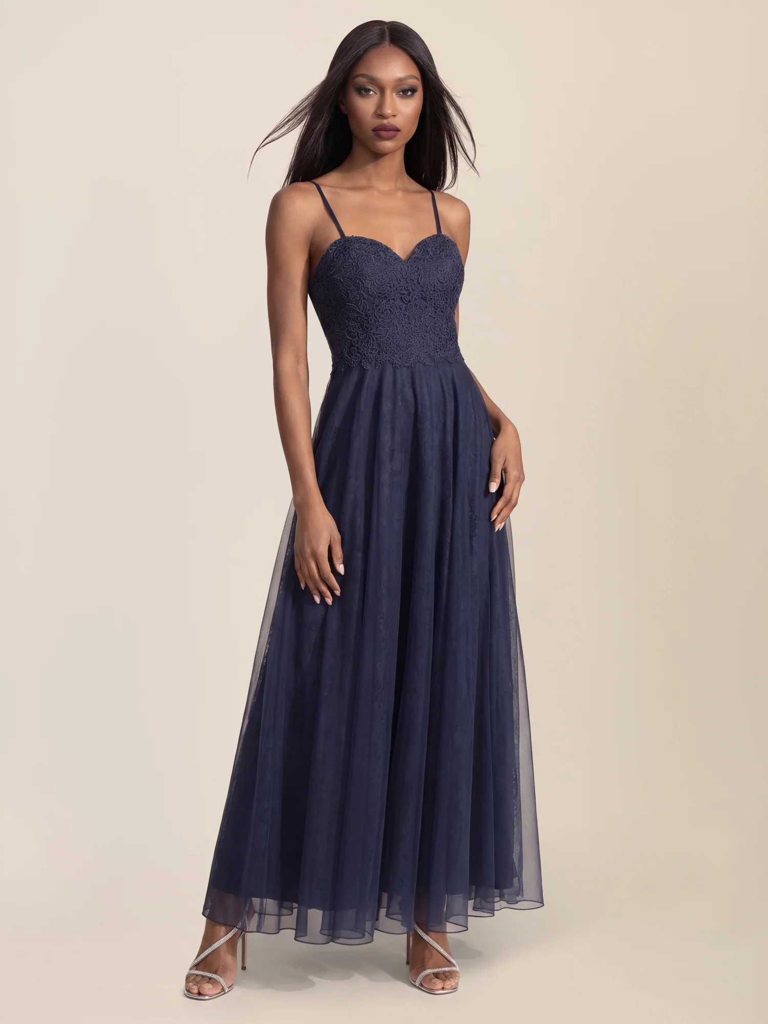 APART Elegantes Abendkleid mit Spitzenmieder | nachtblau - Image 2