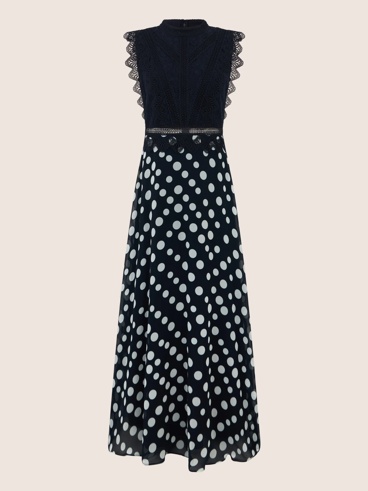 APART Elegantes Abendkleid mit Spitzenoberteil und Punkterock | nachtblau-creme - Image 3