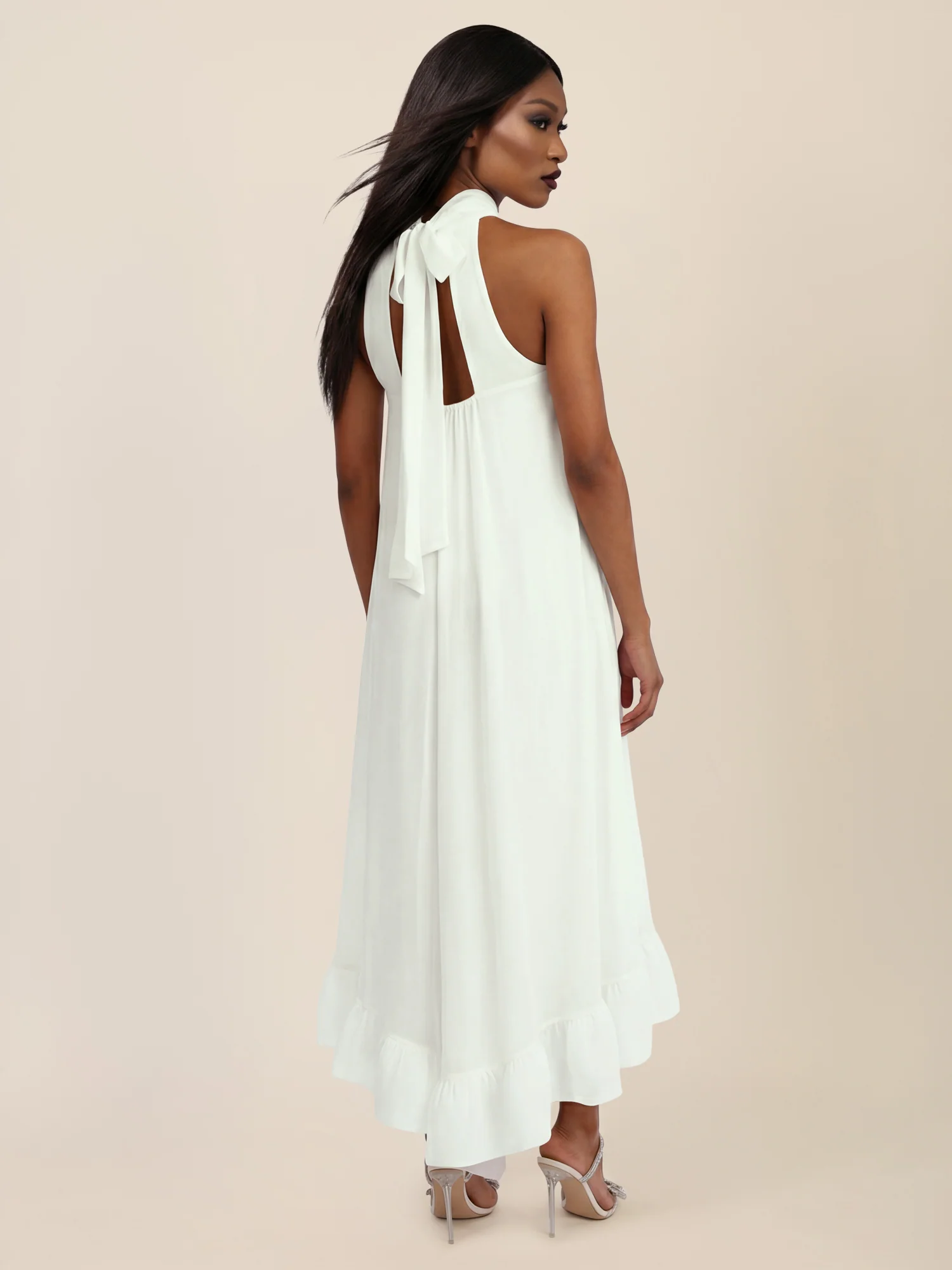 APART Elegantes Chiffonkleid mit Volantsaum | creme - Image 2