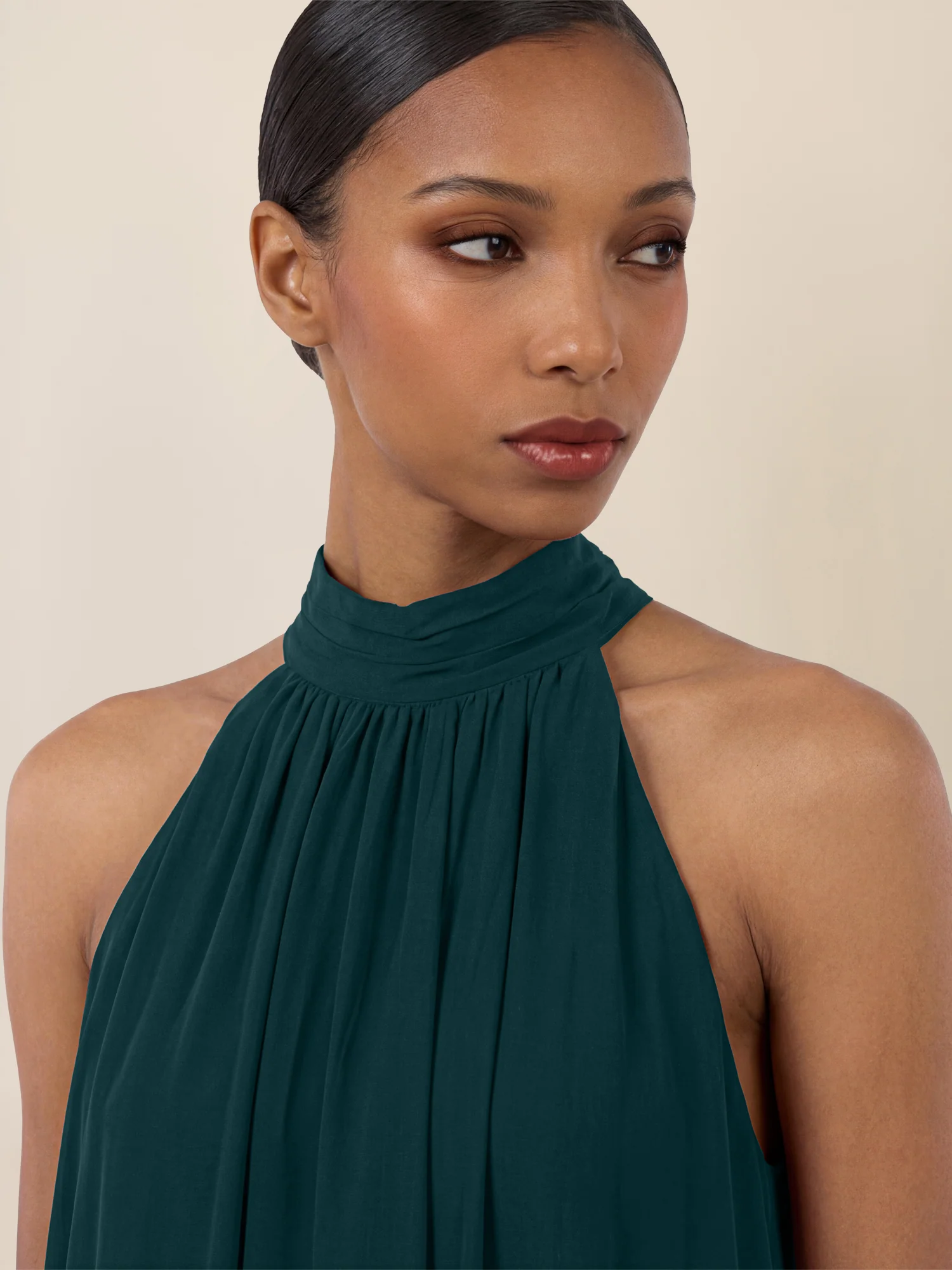 APART Elegantes Chiffonkleid mit Volantsaum | emerald - Image 4