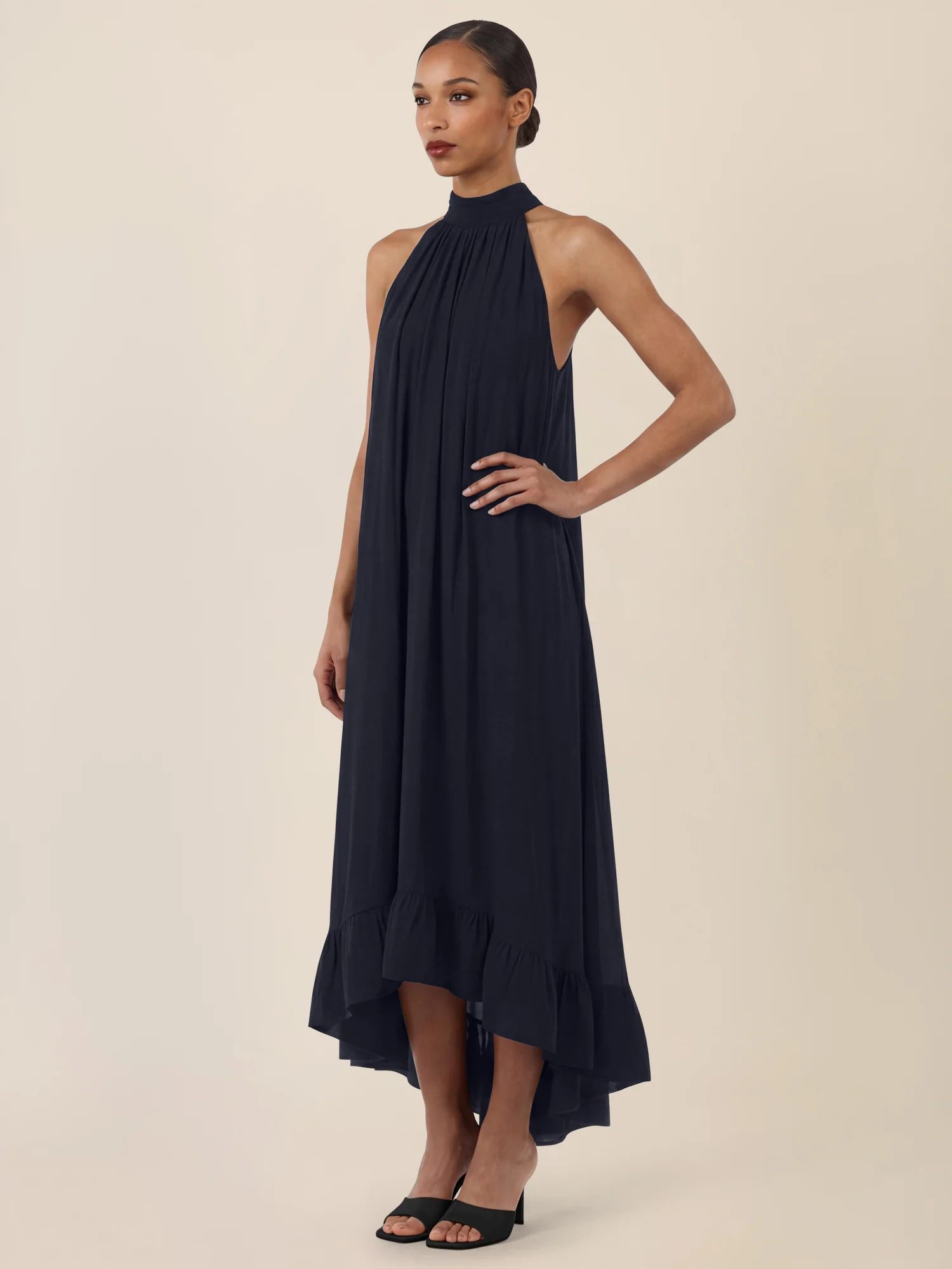 APART Elegantes Chiffonkleid mit Volantsaum | nachtblau - Image 5