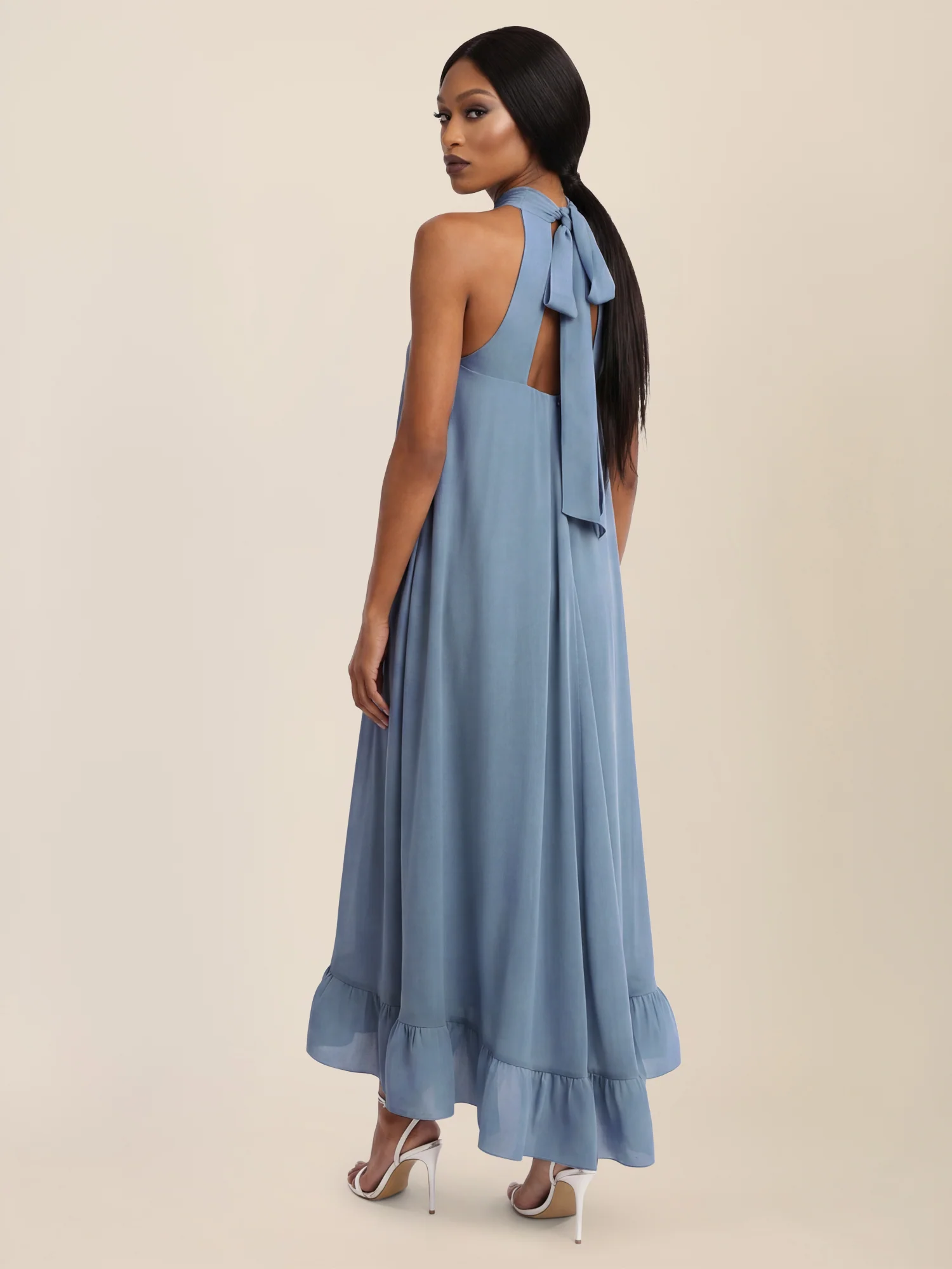 APART Elegantes Chiffonkleid mit Volantsaum | rauchblau - Image 2