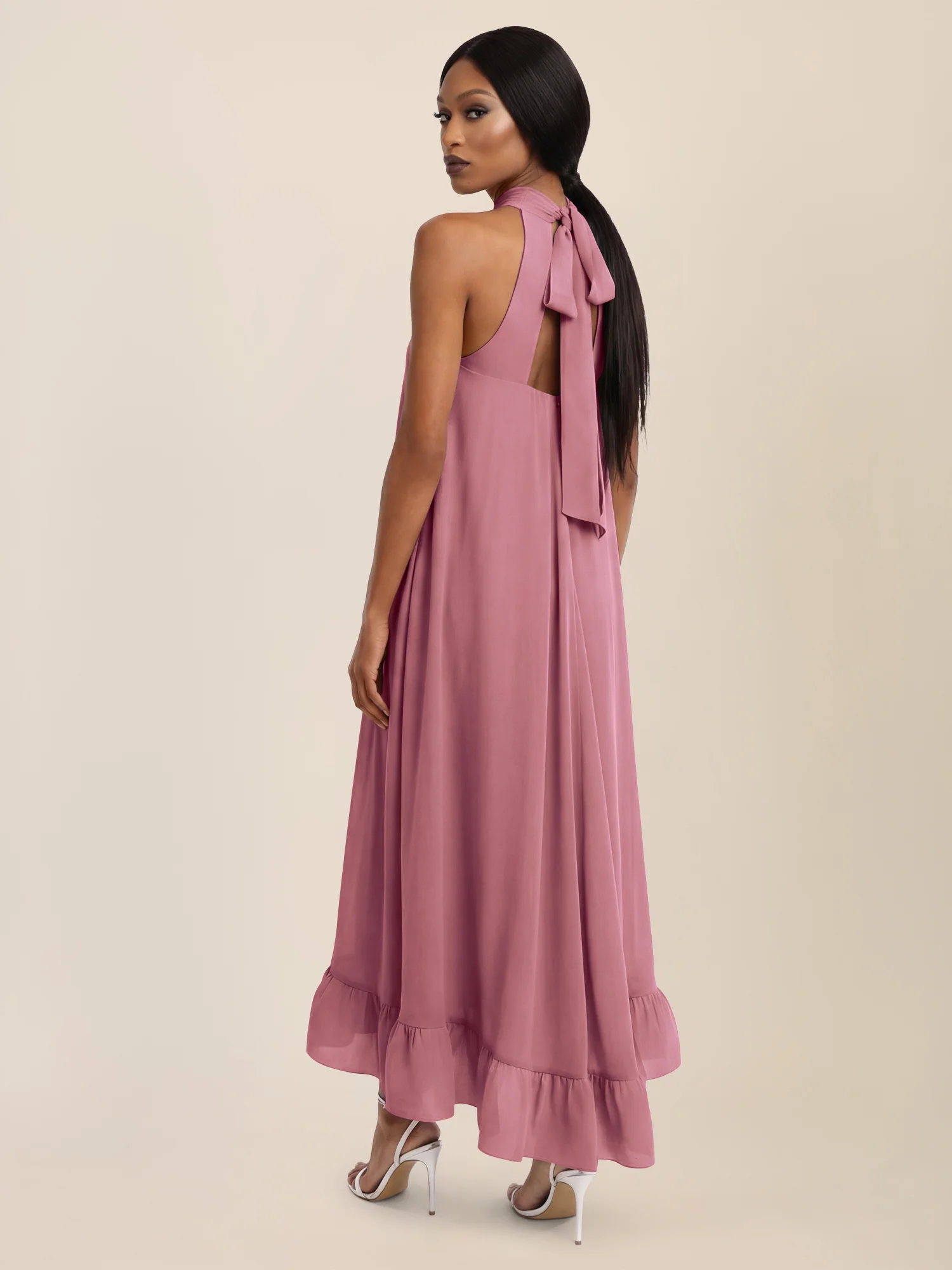 APART Elegantes Chiffonkleid mit Volantsaum | rosé - Image 2