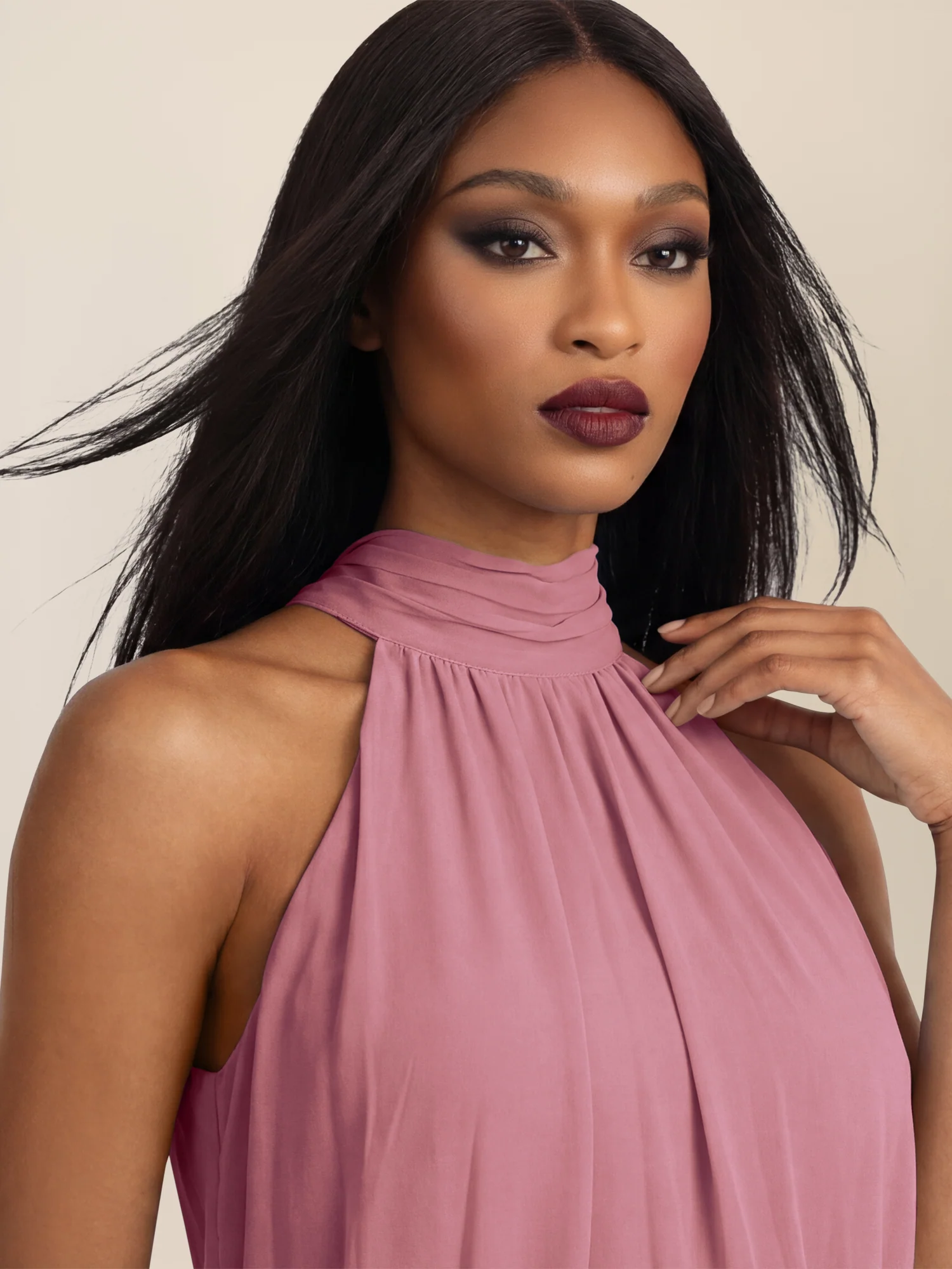 APART Elegantes Chiffonkleid mit Volantsaum | rosé - Image 4