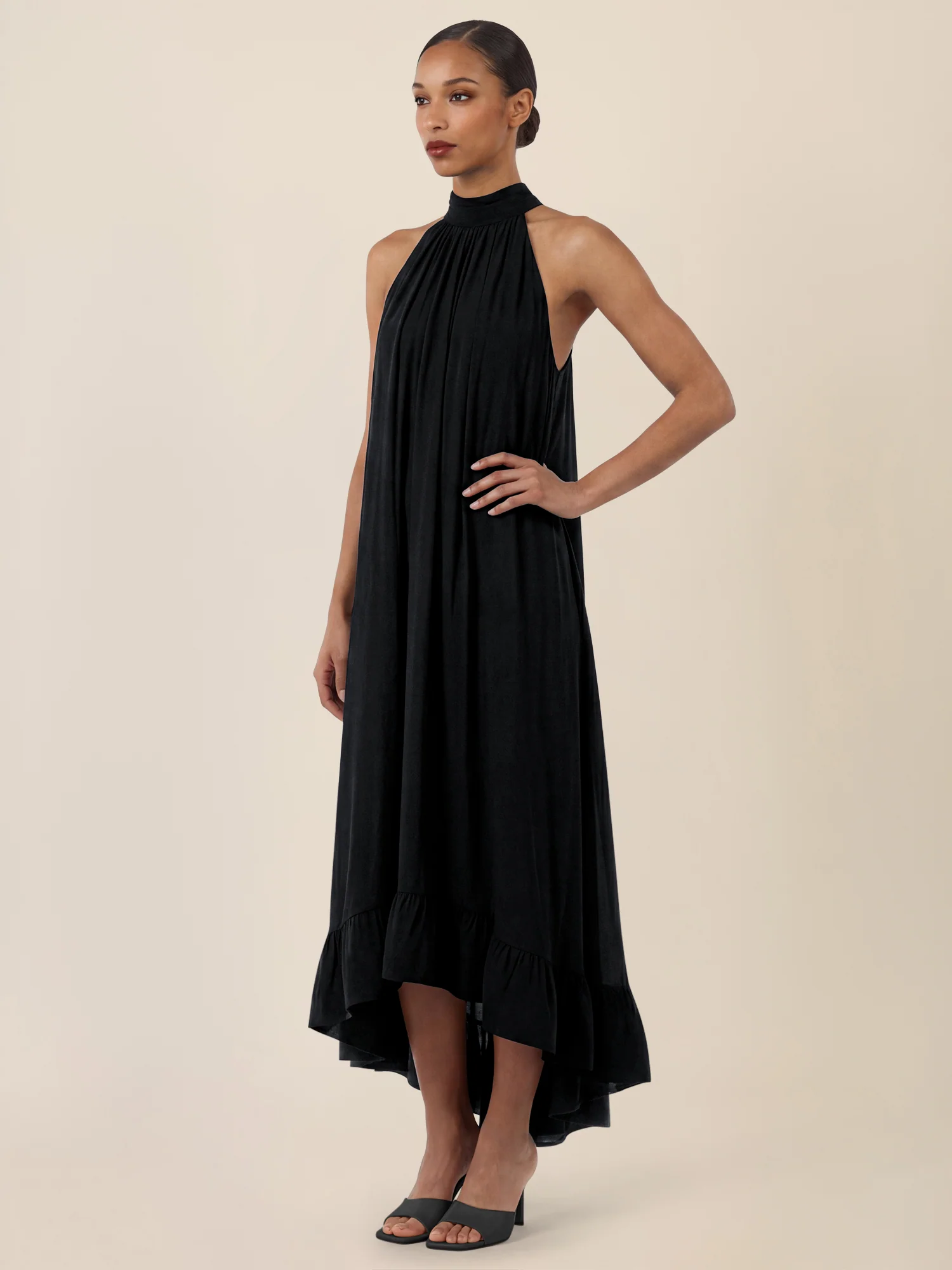 APART Elegantes Chiffonkleid mit Volantsaum | schwarz - Image 5