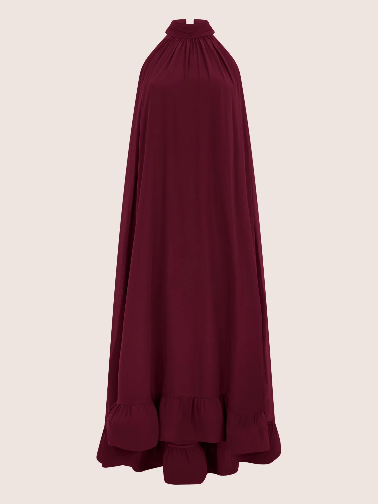 APART Elegantes Chiffonkleid mit Volantsaum | weinrot - Image 3