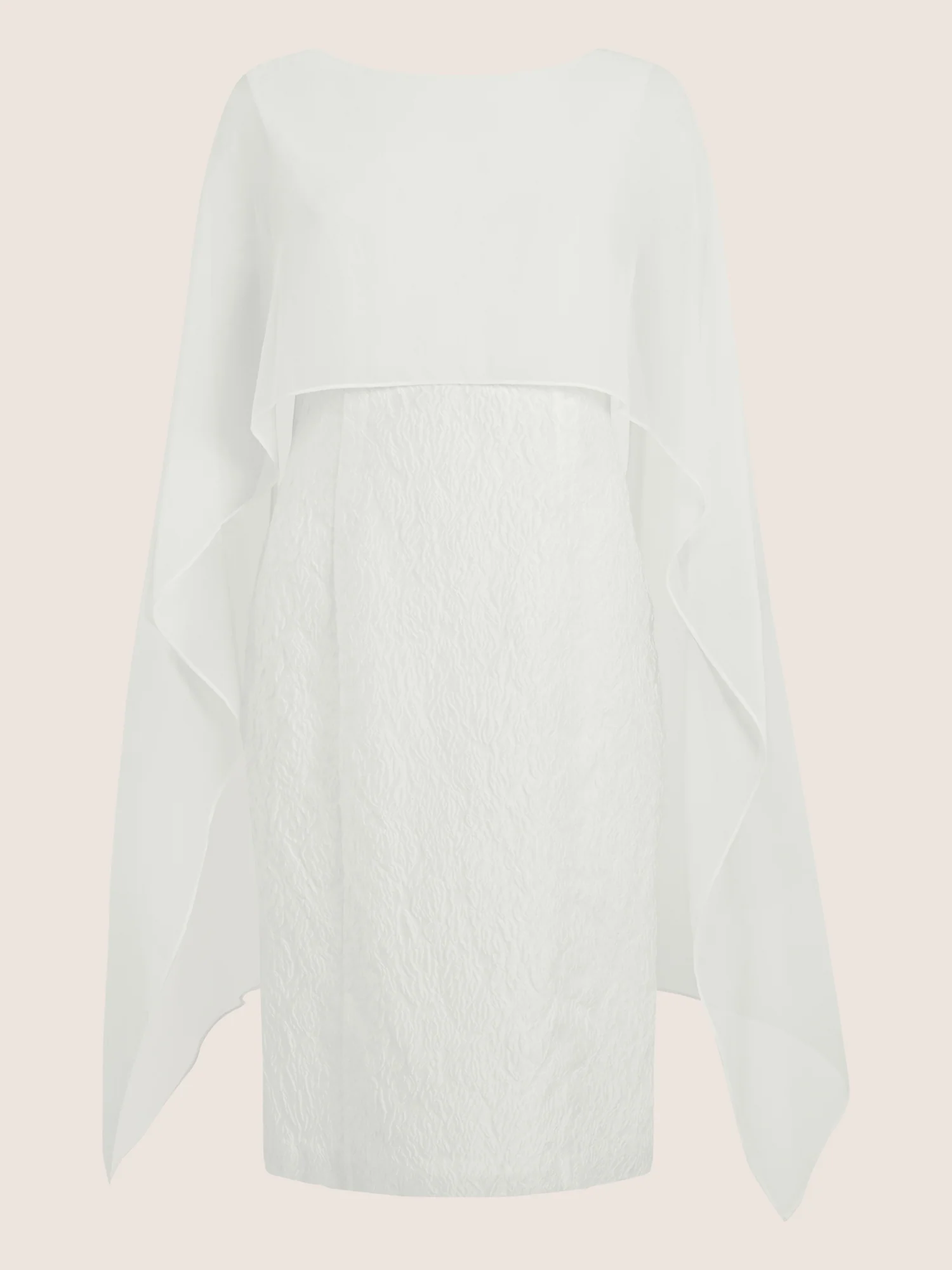 APART Elegantes Cloque Kleid mit Cape-Effekt | creme - Image 3