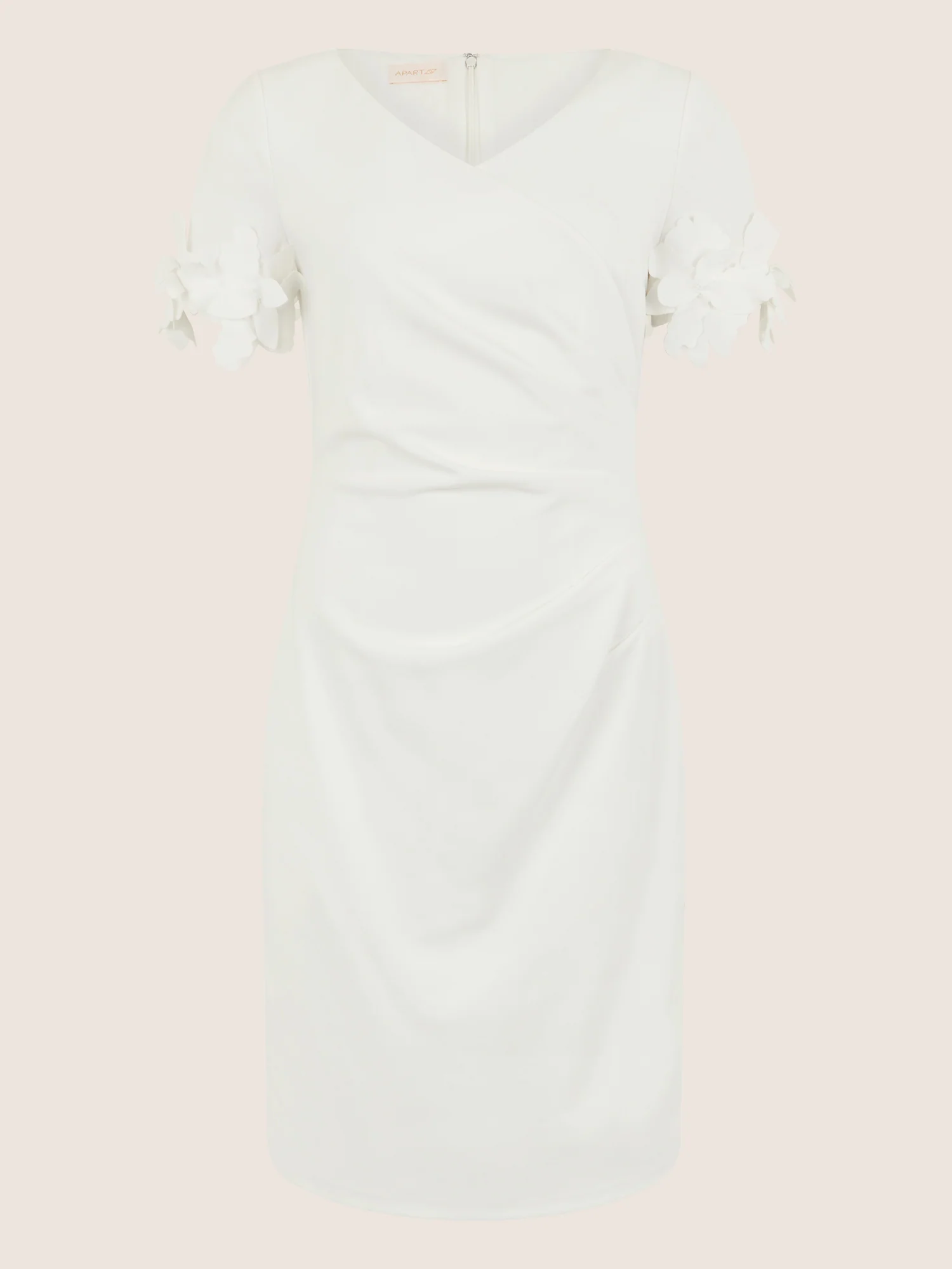 APART Elegantes Etuikleid mit floralen Ärmeldetails | creme - Image 3