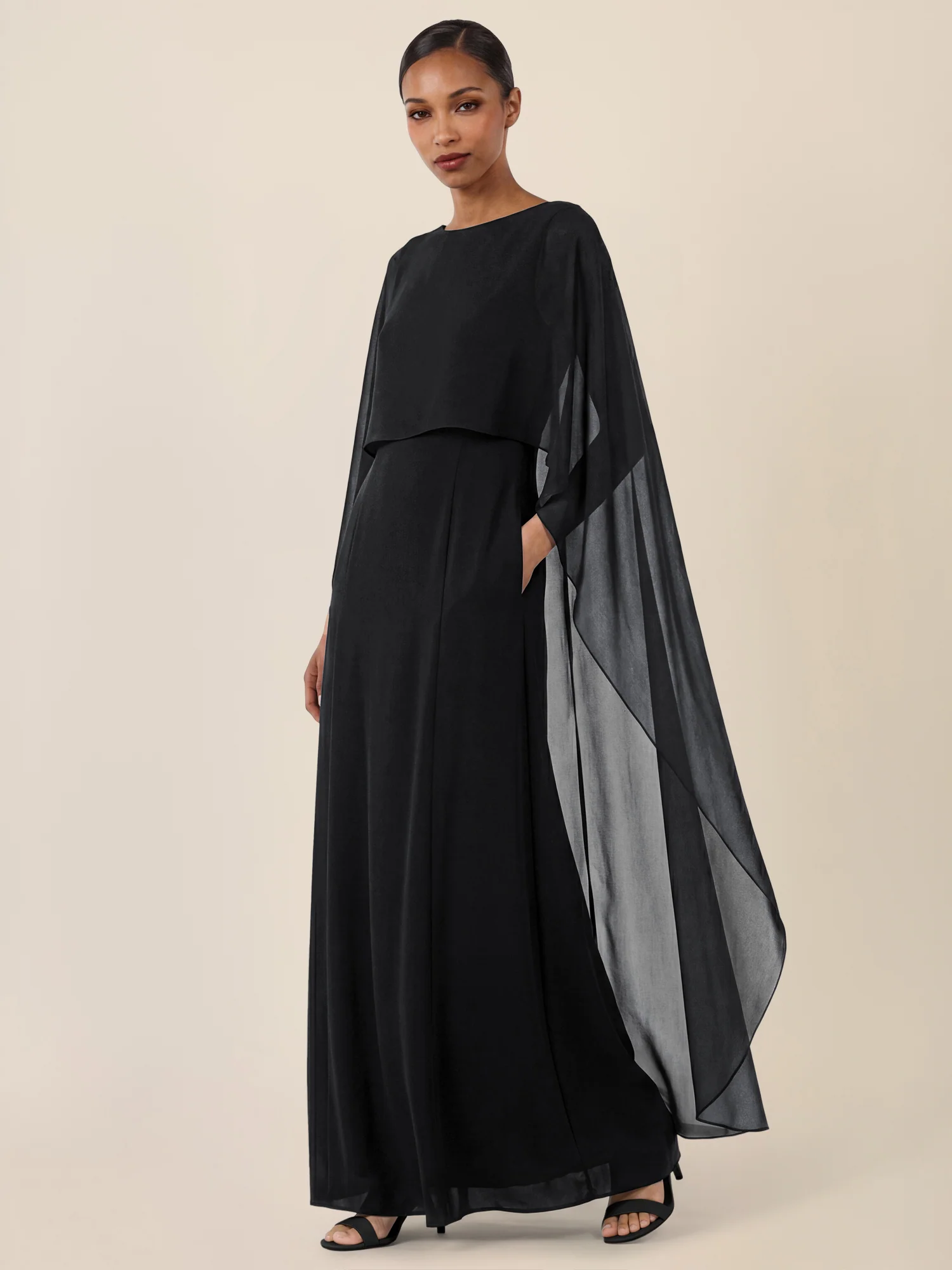 APART Elegantes Kleid mit Cape | schwarz - Image 5