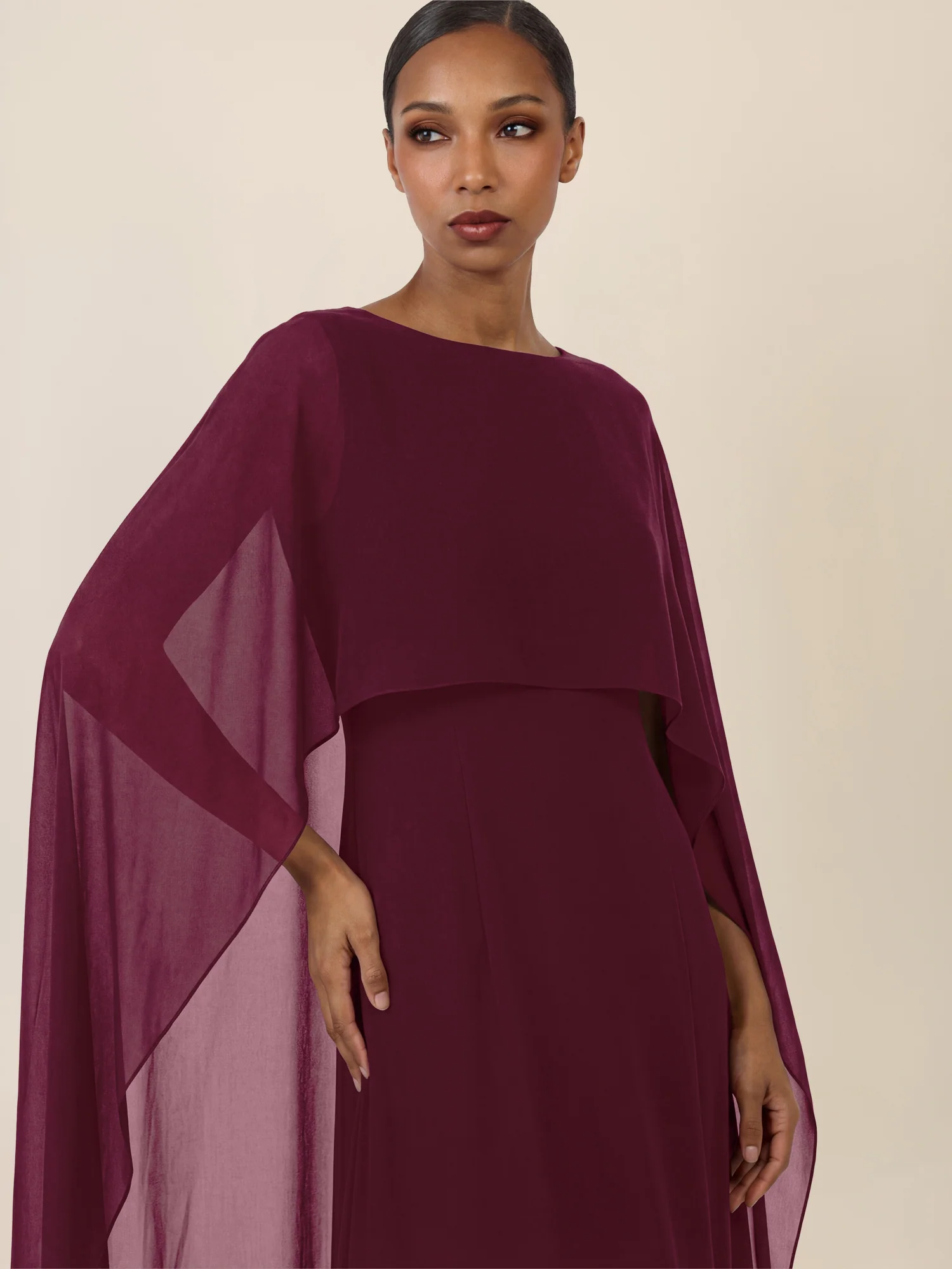 APART Elegantes Kleid mit Cape | weinrot - Image 4