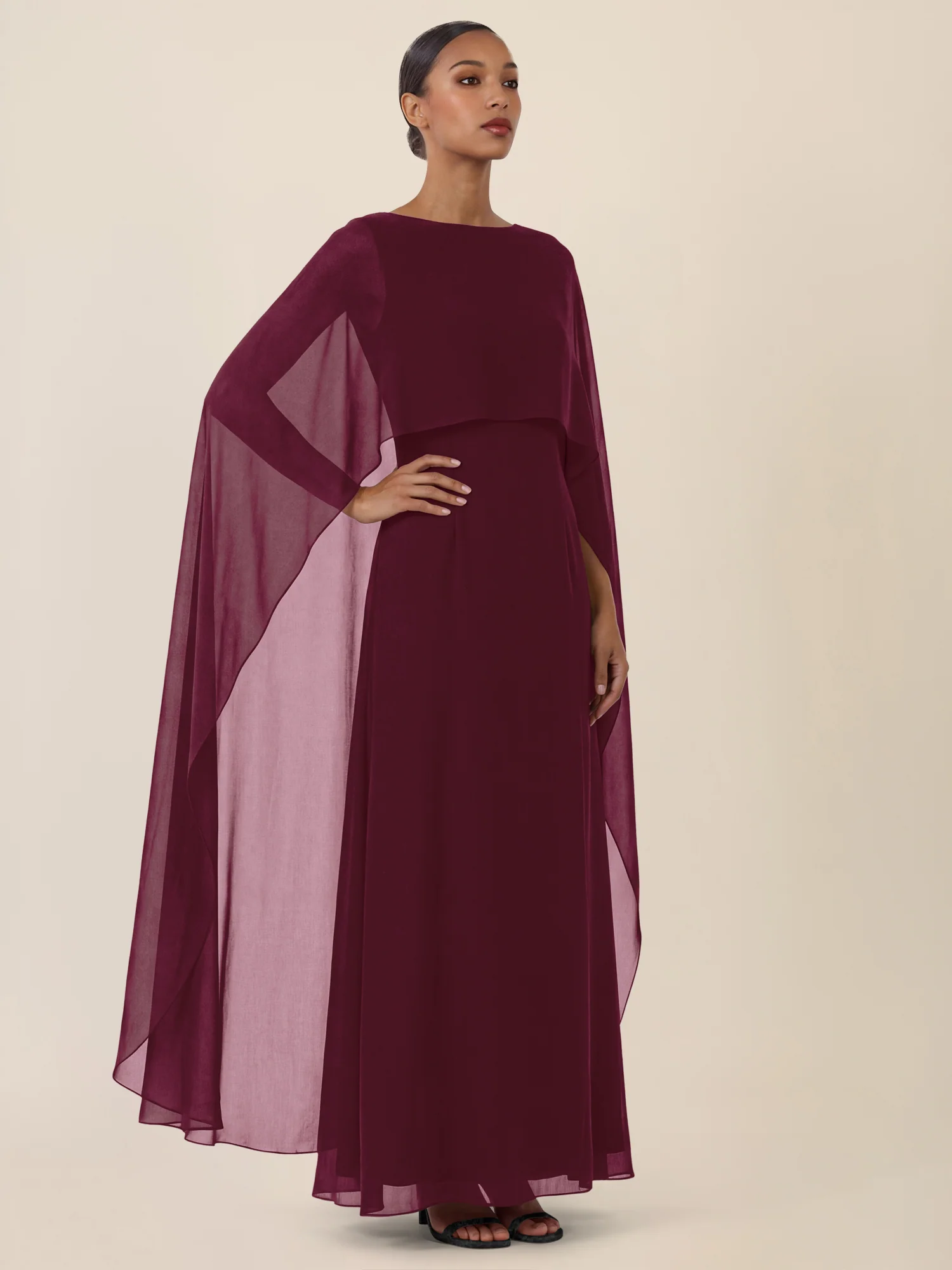 APART Elegantes Kleid mit Cape | weinrot - Image 5