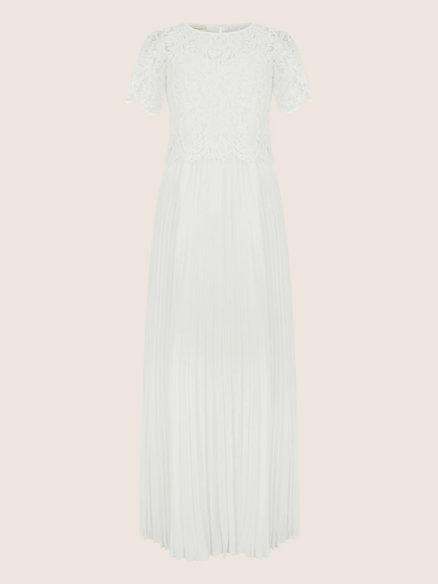 APART Elegantes Maxikleid mit Spitzenoberteil und Plisseerock | creme - Image 3