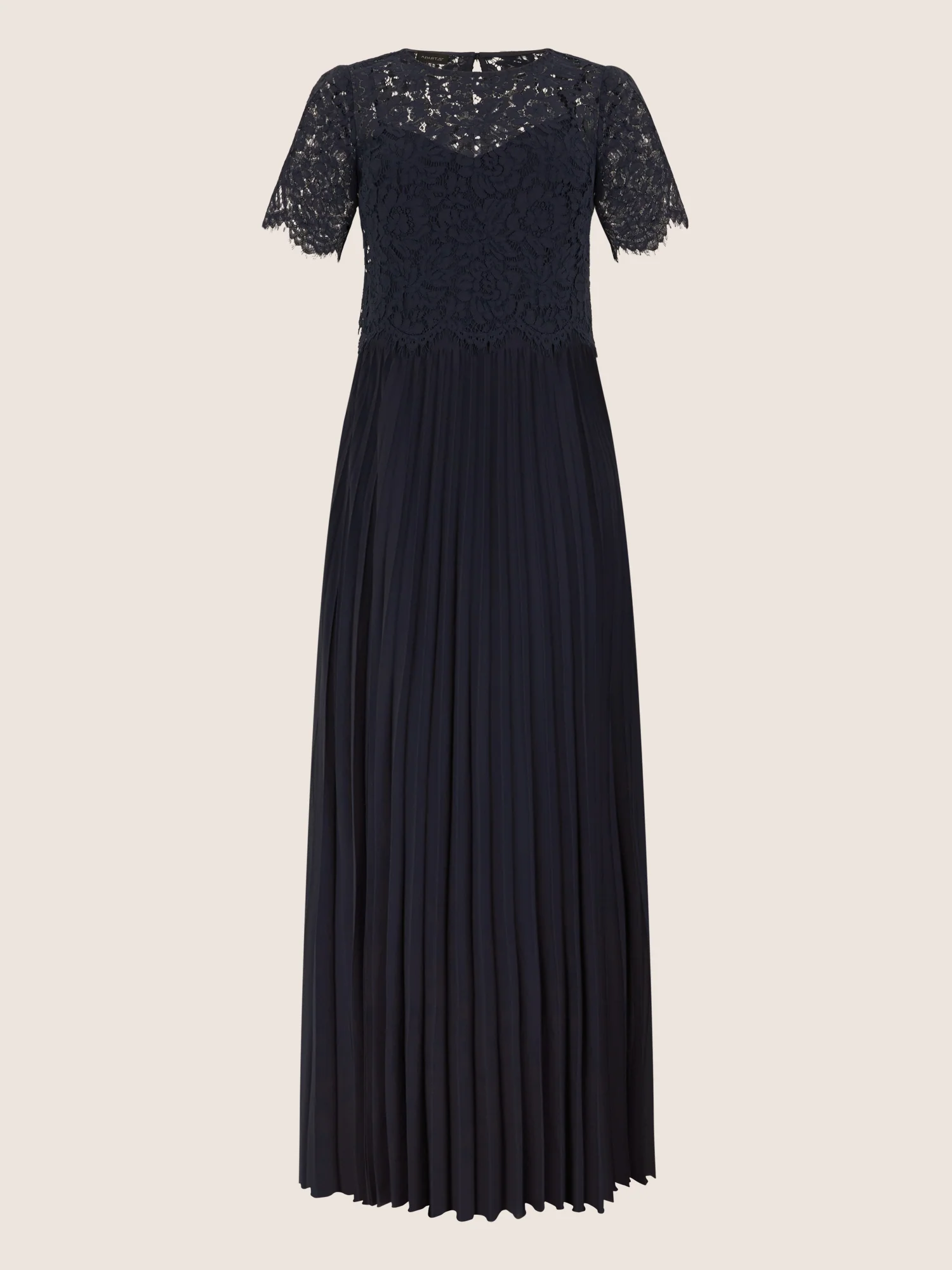 APART Elegantes Maxikleid mit Spitzenoberteil und Plisseerock | nachtblau - Image 3