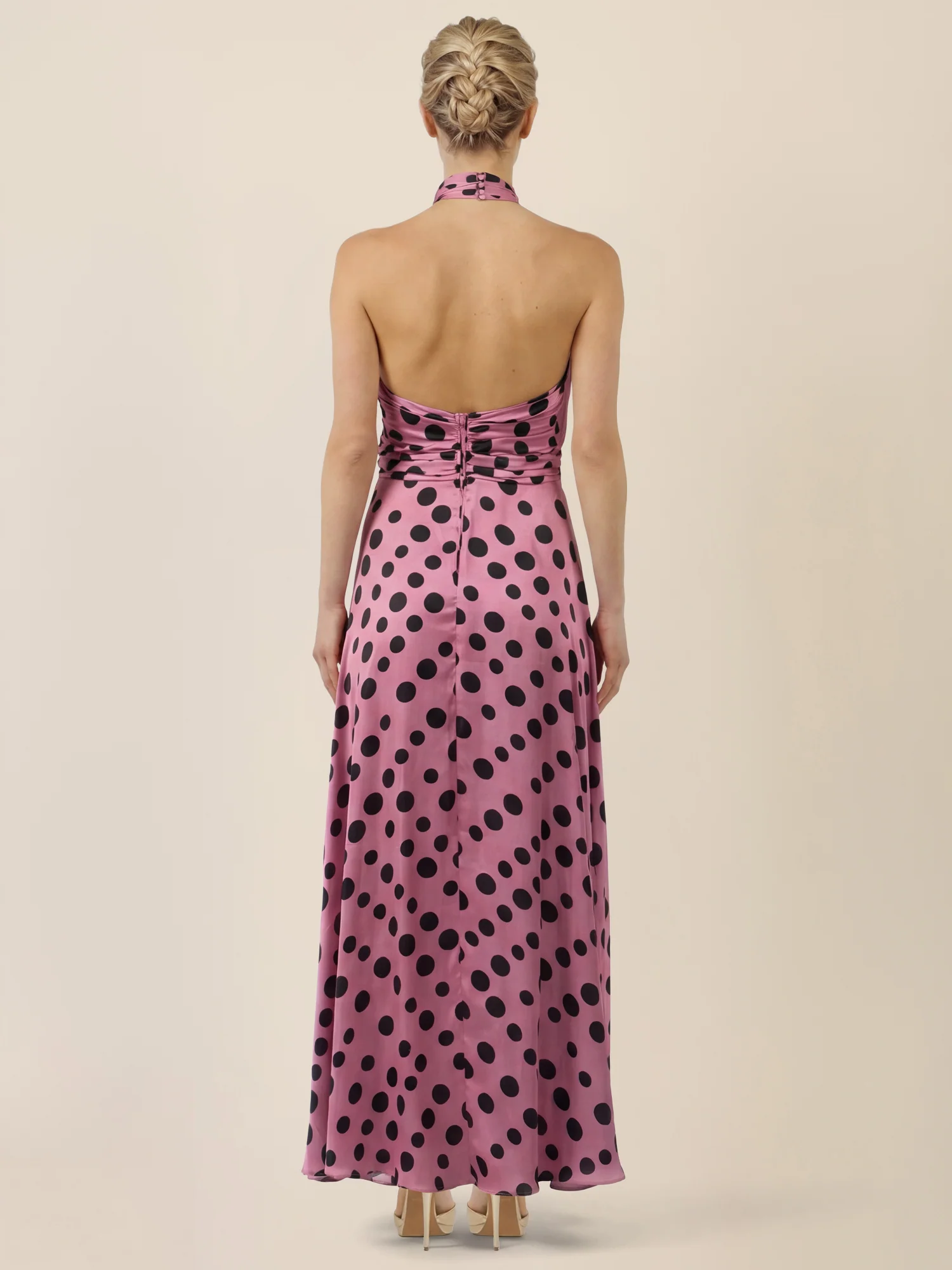 APART Elegantes Neckholder-Kleid mit Polka Dots | rosé-schwarz - Image 2
