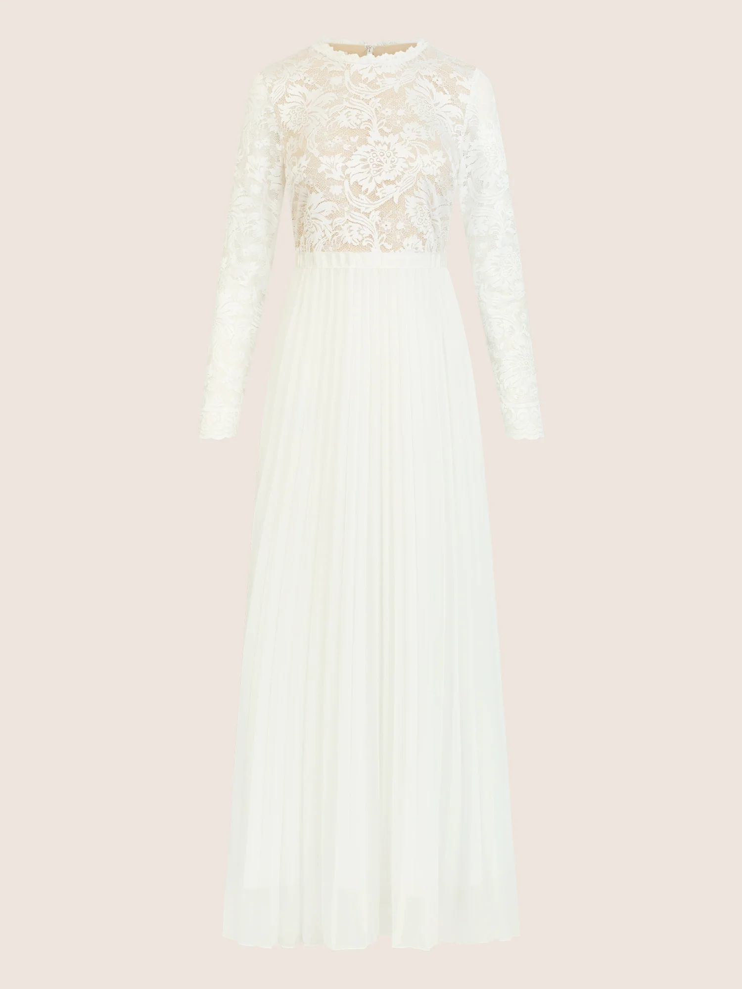 APART Elegantes Spitzenkleid mit Plissee-Rock | creme-nude - Image 3