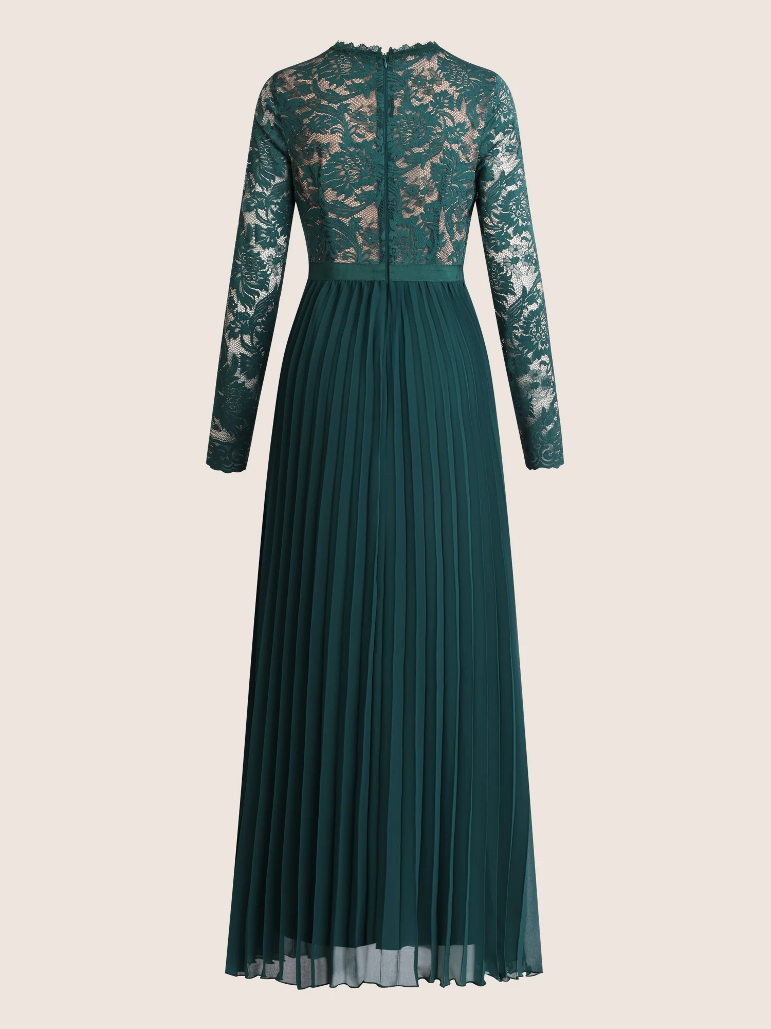 APART Elegantes Spitzenkleid mit Plissee-Rock | emerald-nude - Image 4