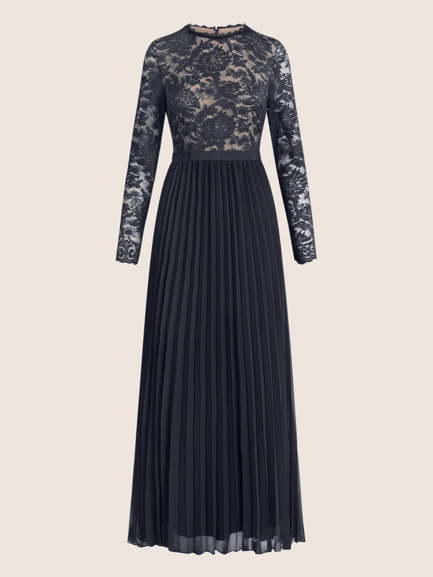 APART Elegantes Spitzenkleid mit Plissee-Rock | nachtblau-nude - Image 3