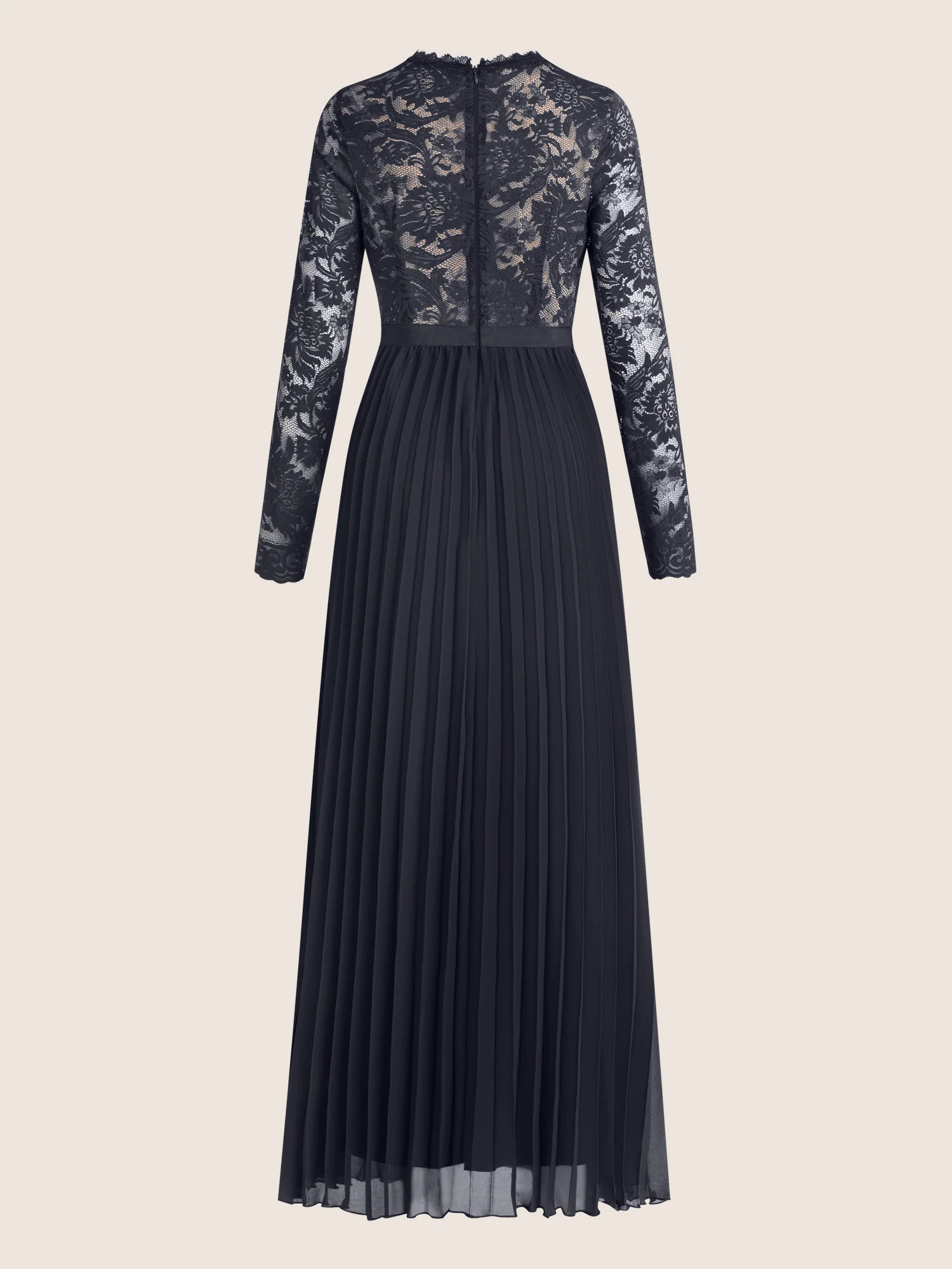 APART Elegantes Spitzenkleid mit Plissee-Rock | nachtblau-nude - Image 4