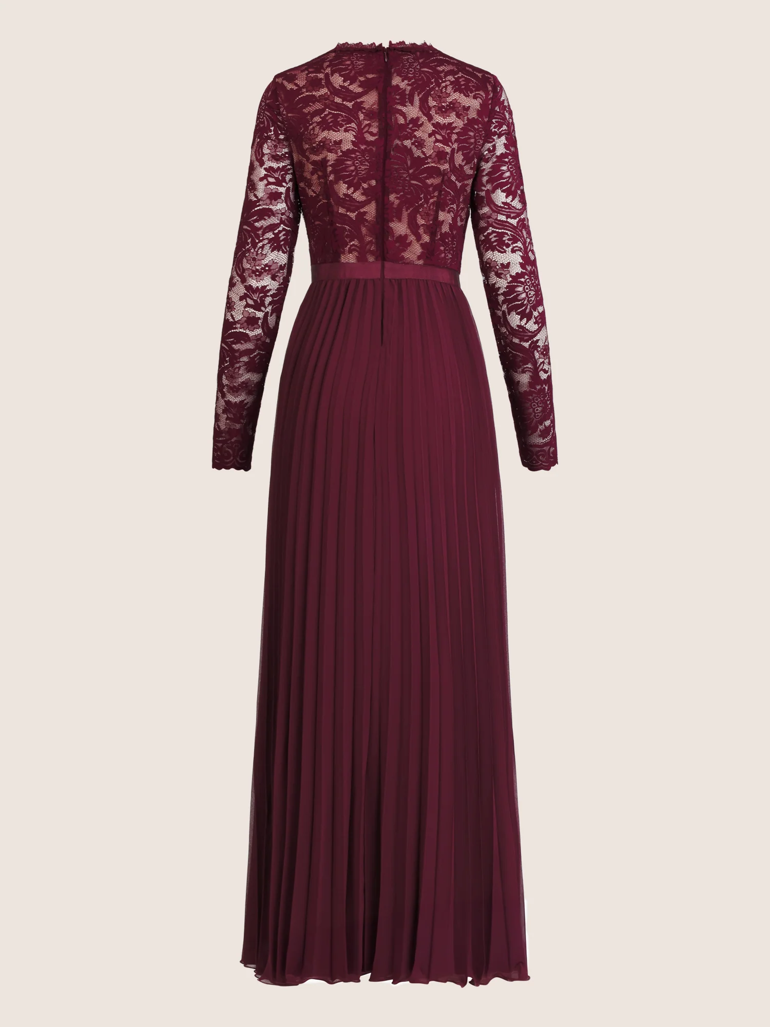 APART Elegantes Spitzenkleid mit Plissee-Rock | weinrot-nude - Image 4