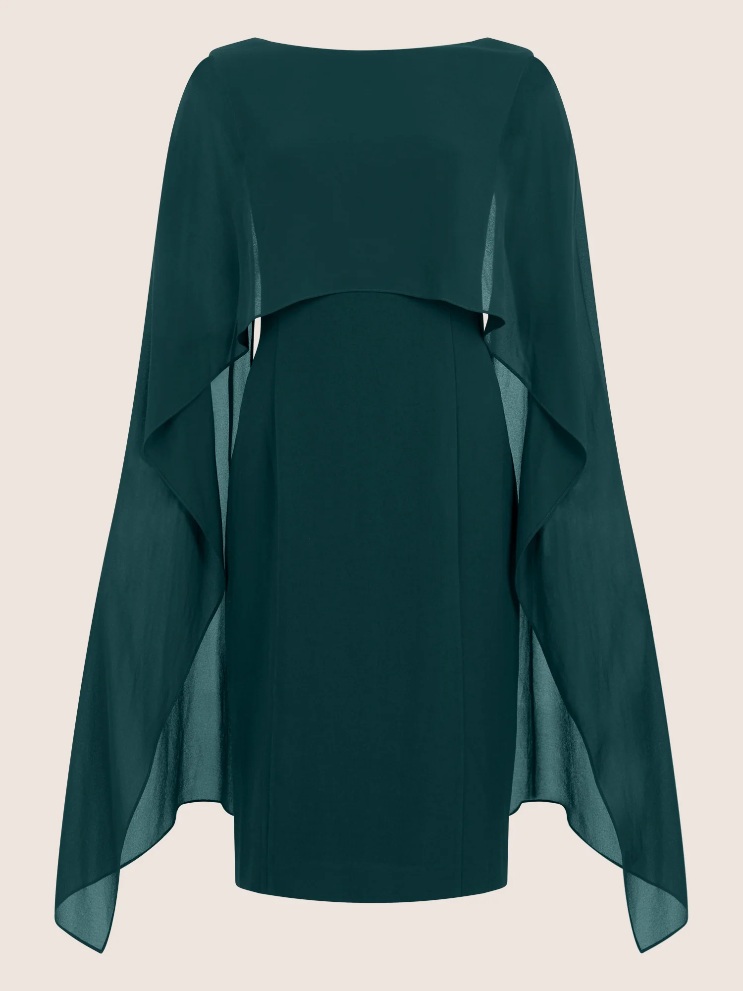 APART Etui-Kleid mit fließendem Chiffon-Cape | emerald - Image 3