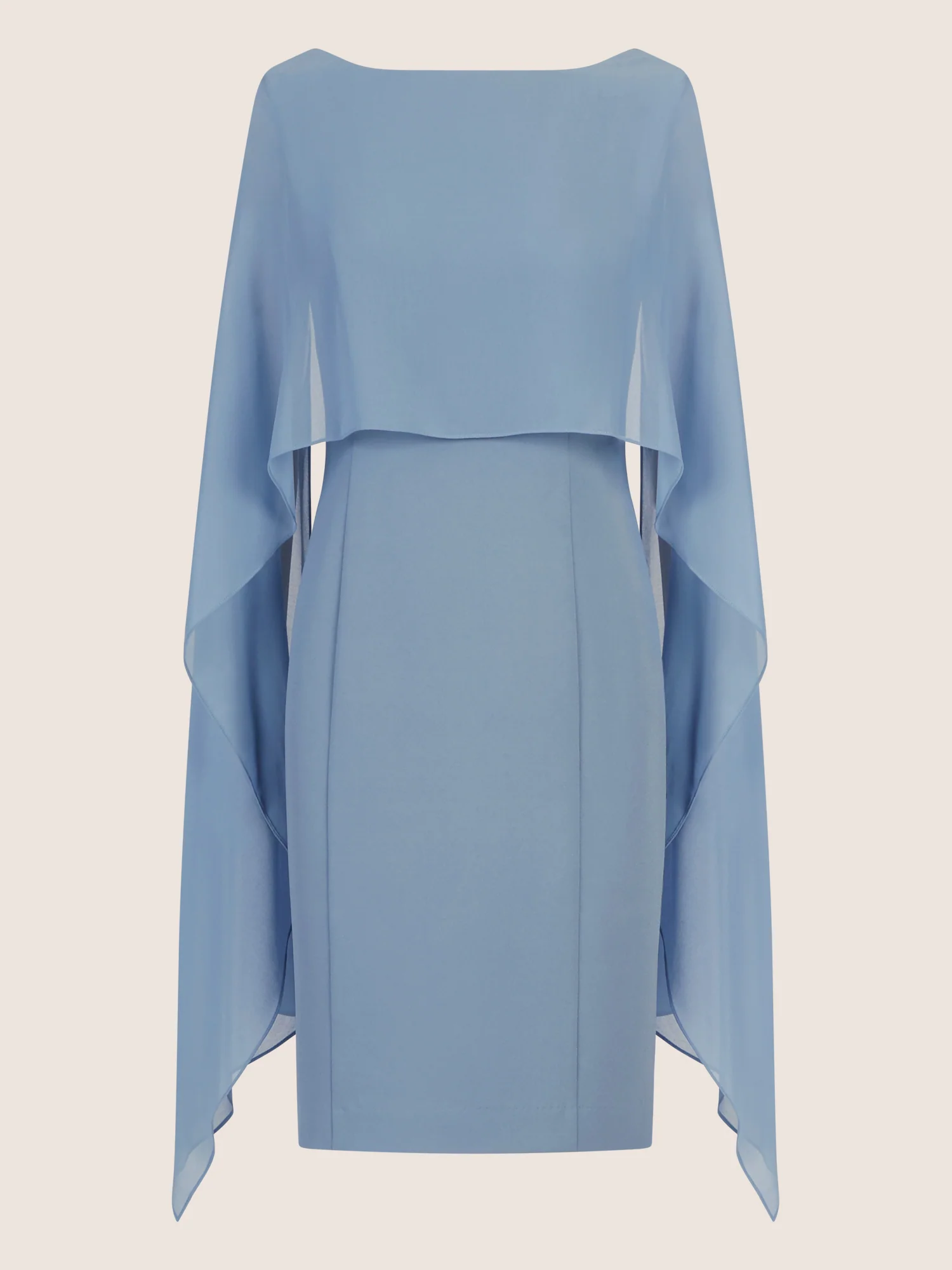 APART Etui-Kleid mit fließendem Chiffon-Cape | rauchblau - Image 3