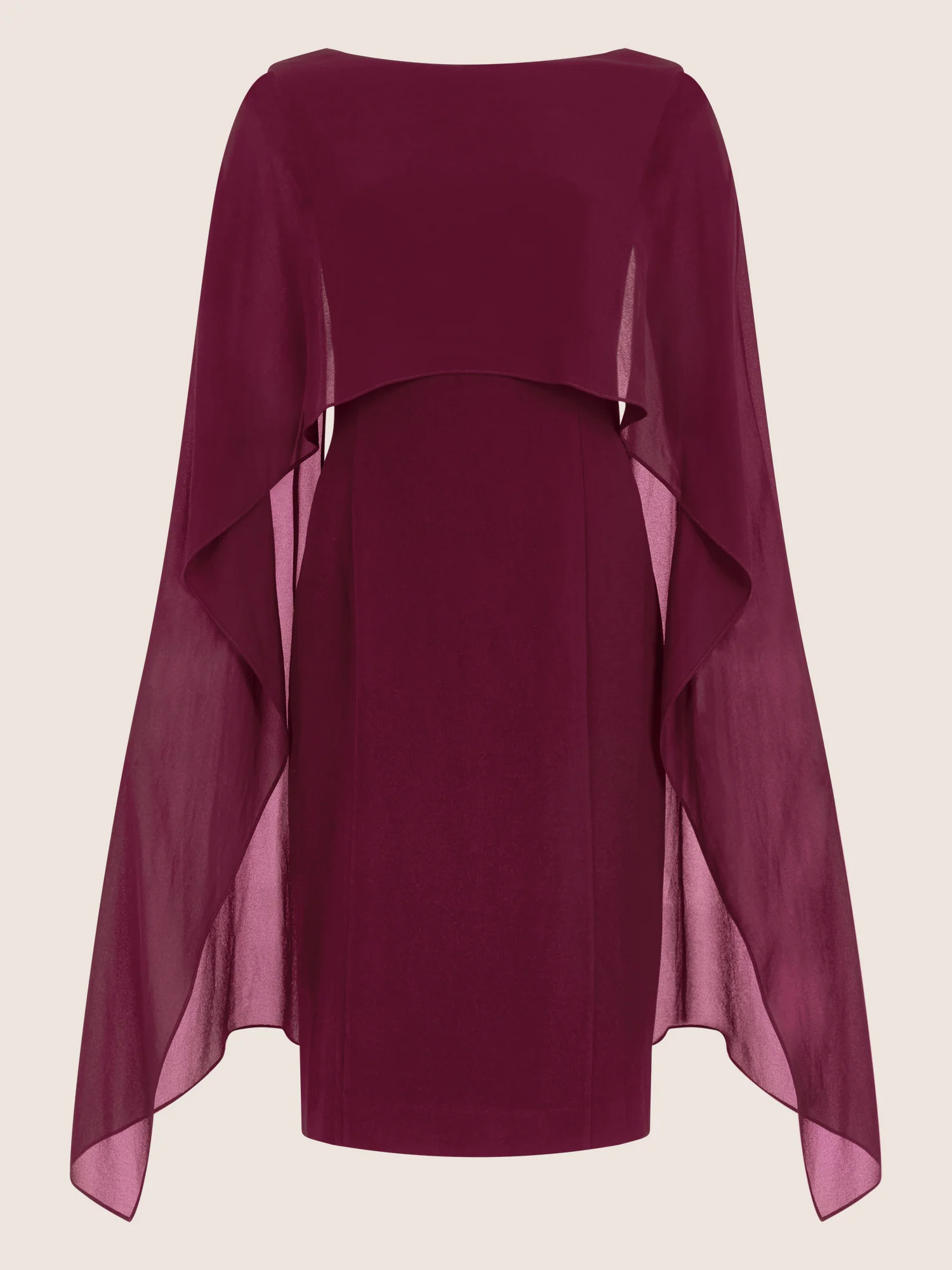 APART Etui-Kleid mit fließendem Chiffon-Cape | weinrot - Image 3
