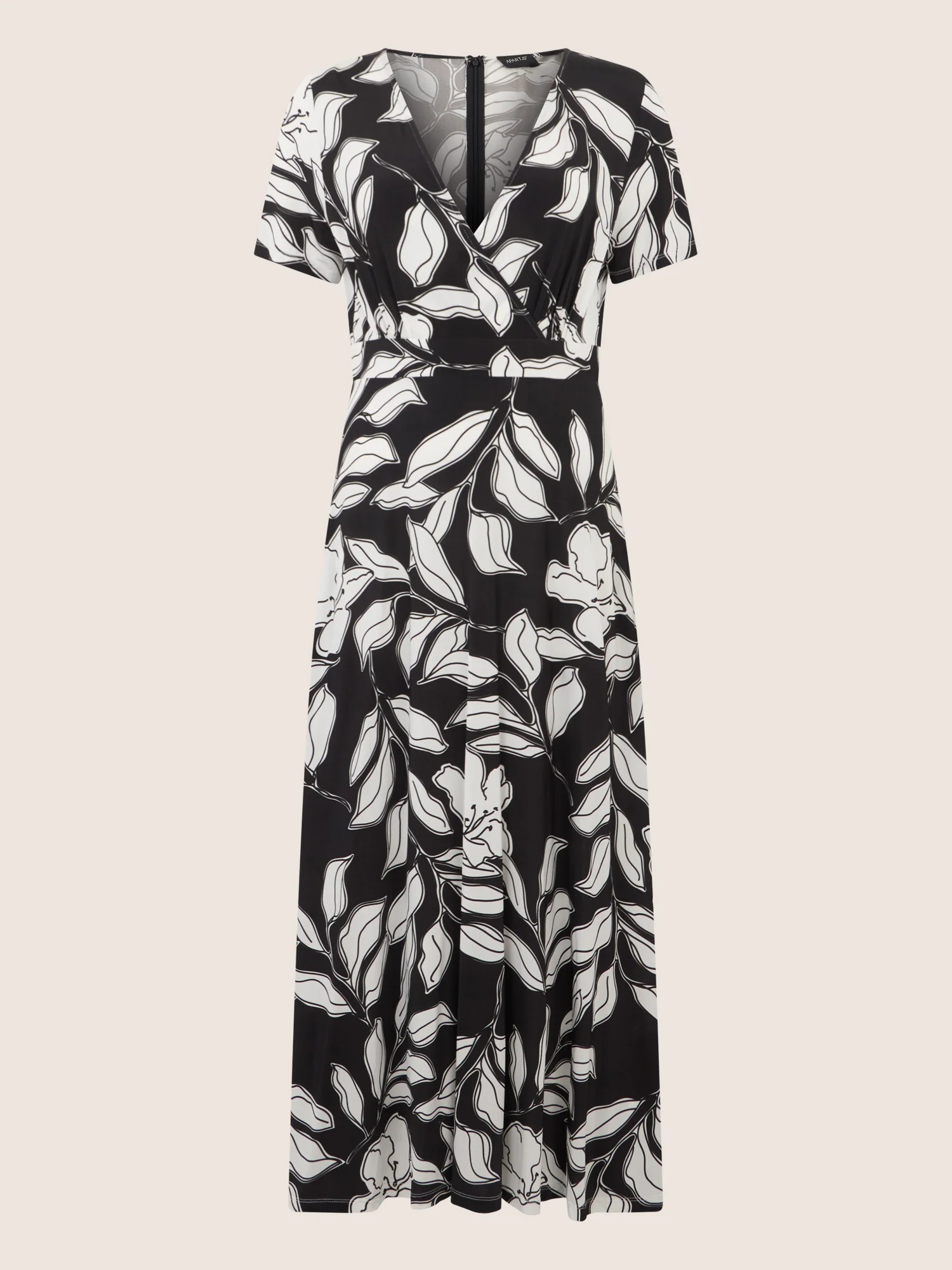 APART Feminin bedrucktes Jerseykleid mit Wickeloptik | schwarz-creme - Image 3
