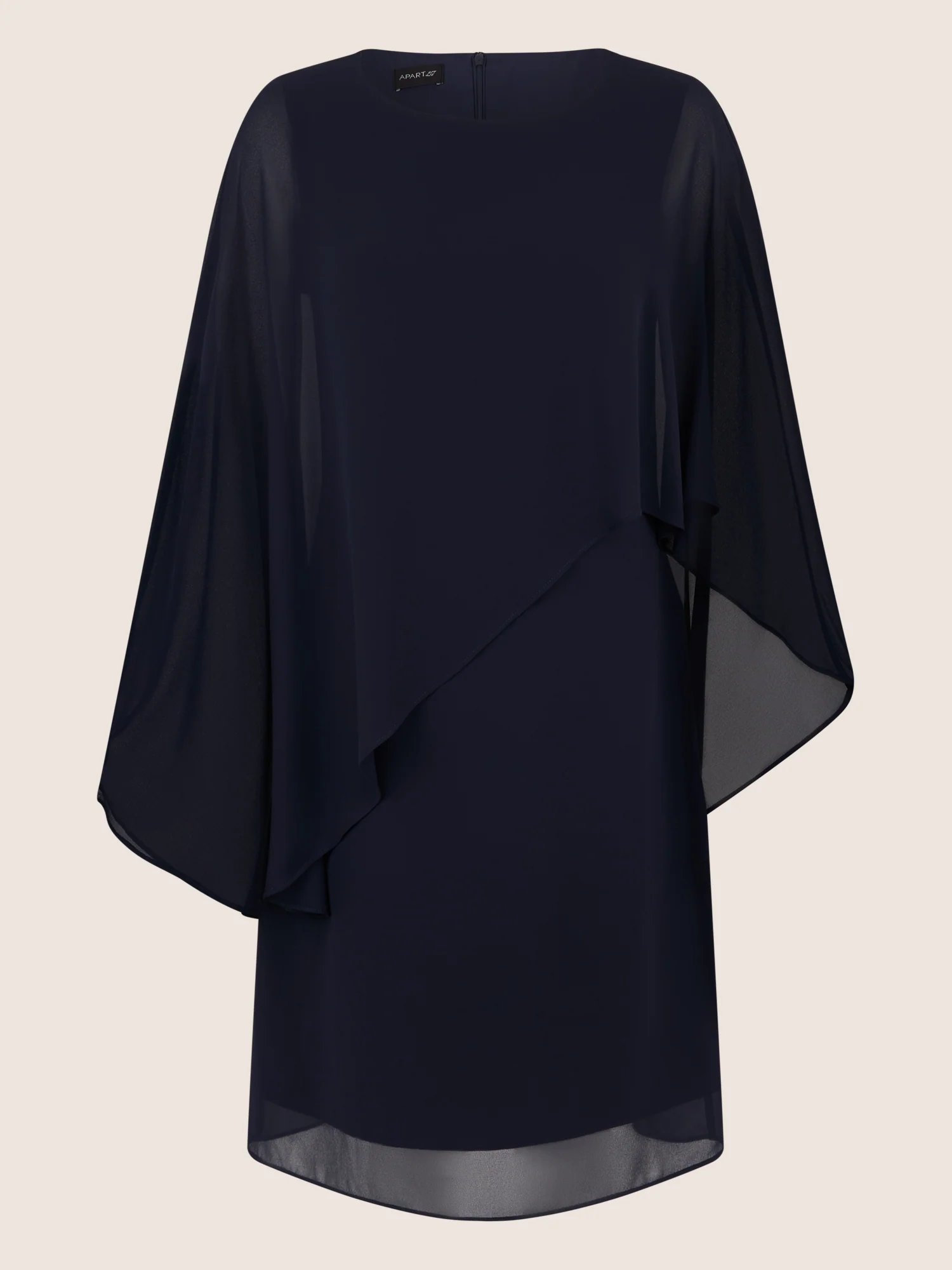 APART Fließendes Chiffonkleid mit Volantärmeln | nachtblau - Image 3