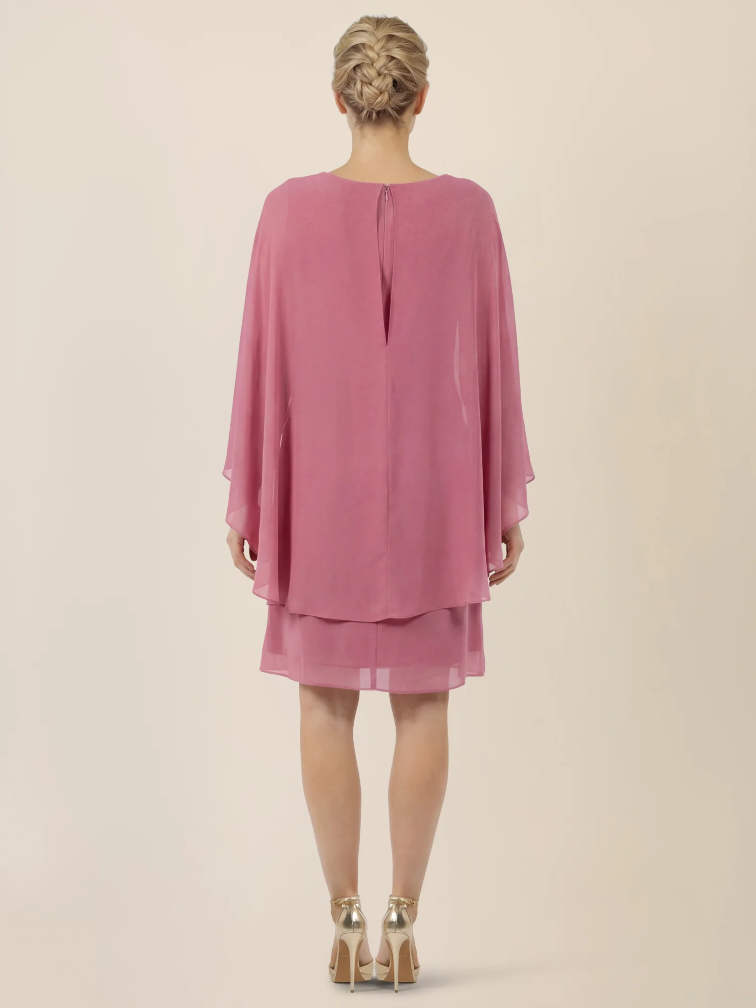 APART Fließendes Chiffonkleid mit Volantärmeln | rosé - Image 2