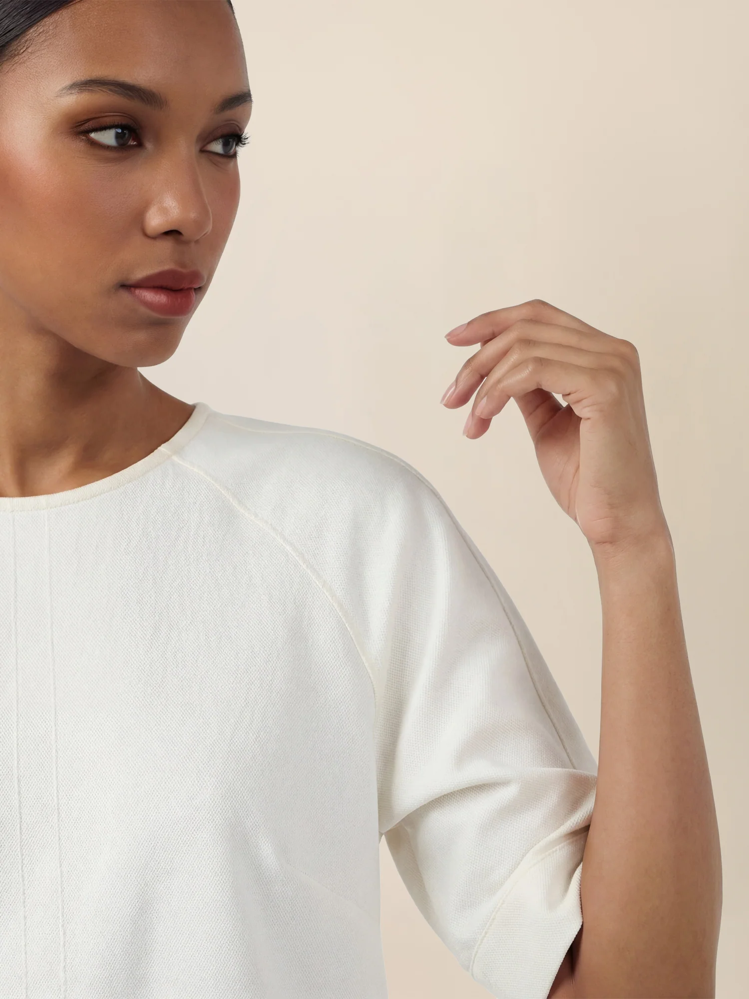APART Gerade geschnittenes Jeanskleid mit Bindeband hinten | creme - Image 5