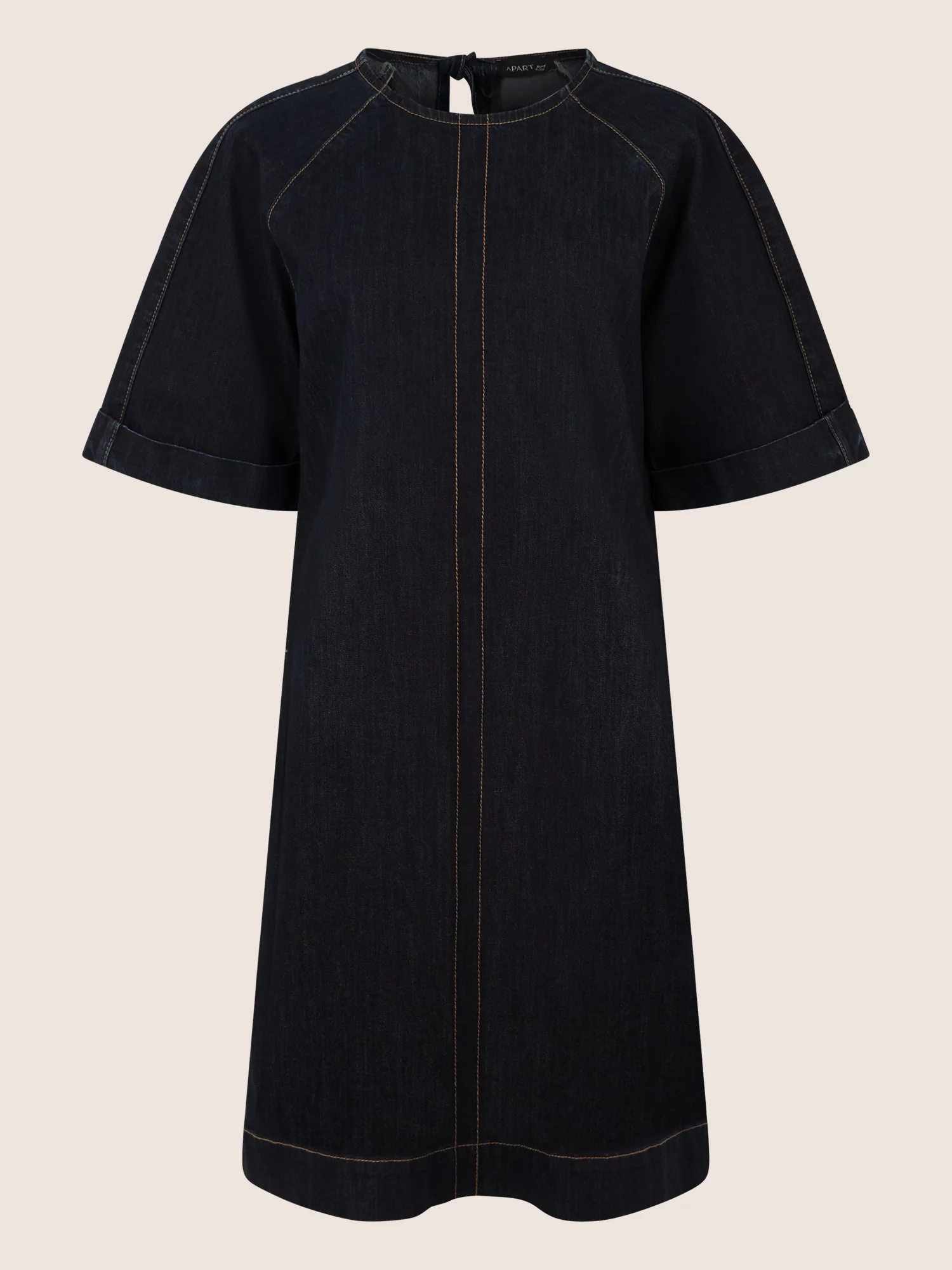 APART Gerade geschnittenes Jeanskleid mit Bindeband hinten | dunkelblau - Image 3