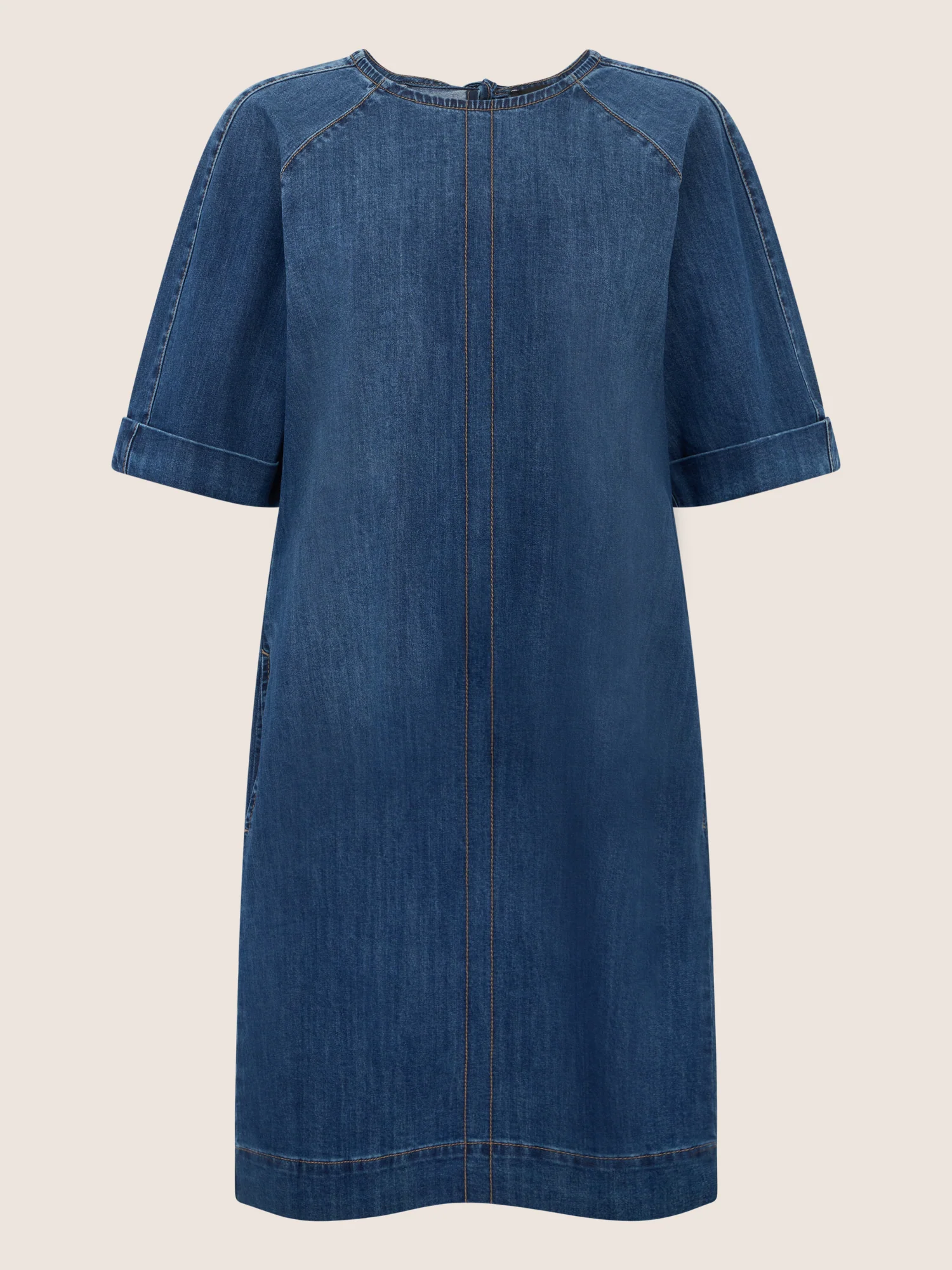 APART Gerade geschnittenes Jeanskleid mit Bindeband hinten | hellblau - Image 3
