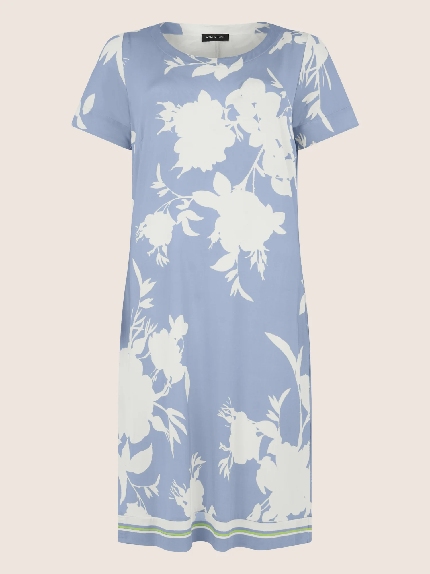APART Gerade geschnittenes Jerseykleid mit Blütenprint | hellblau-creme - Image 3