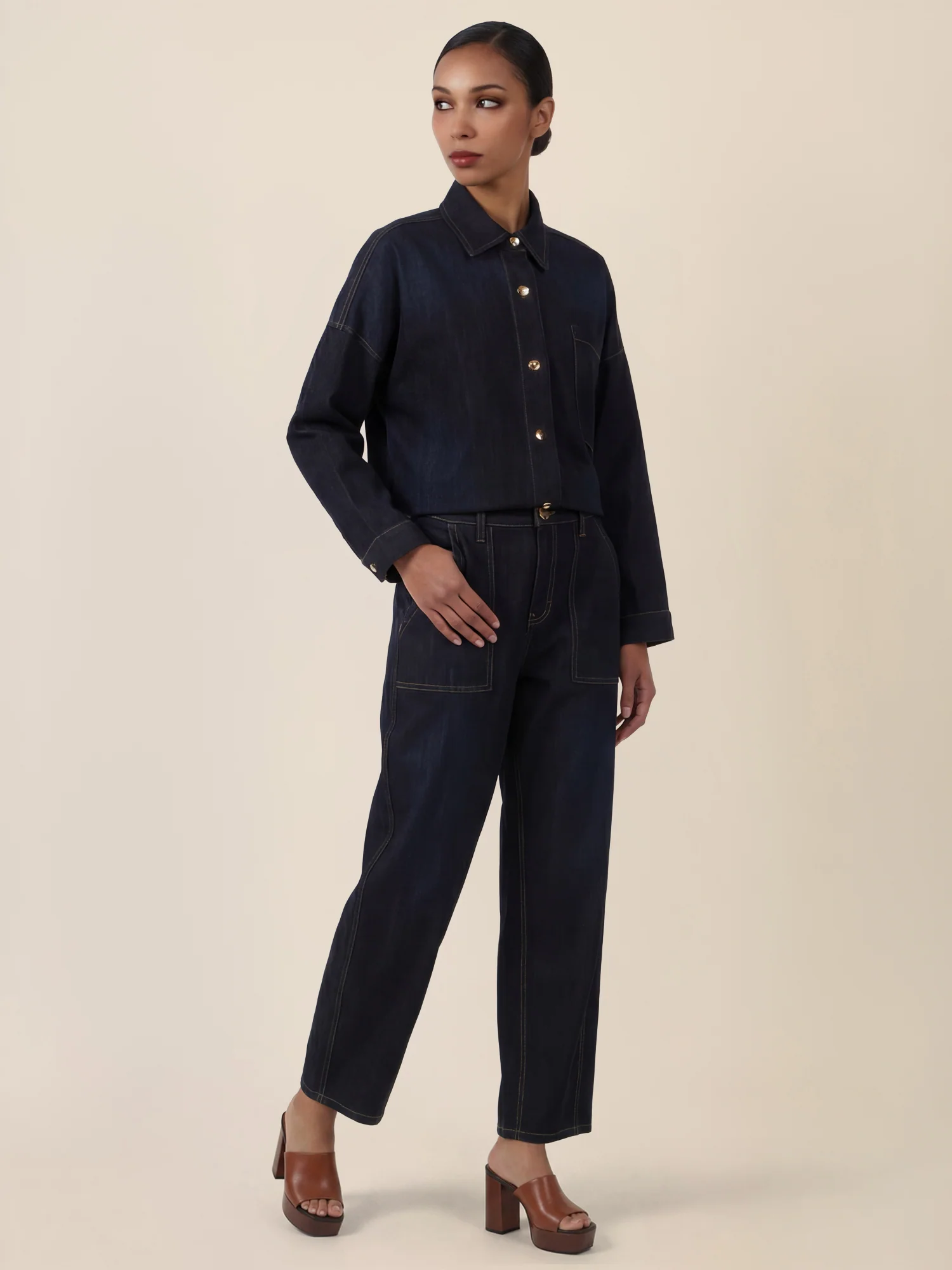 APART Gerade Jeans mit aufgesetzten Taschen | dunkelblau - Image 6