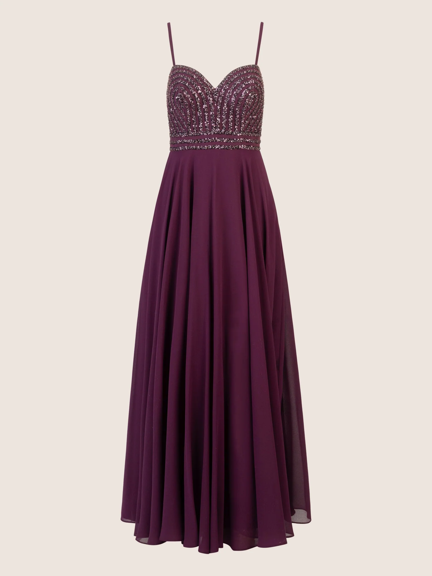 APART Glamourkleid mit Perlenstickerei | dunkel lila - Image 3