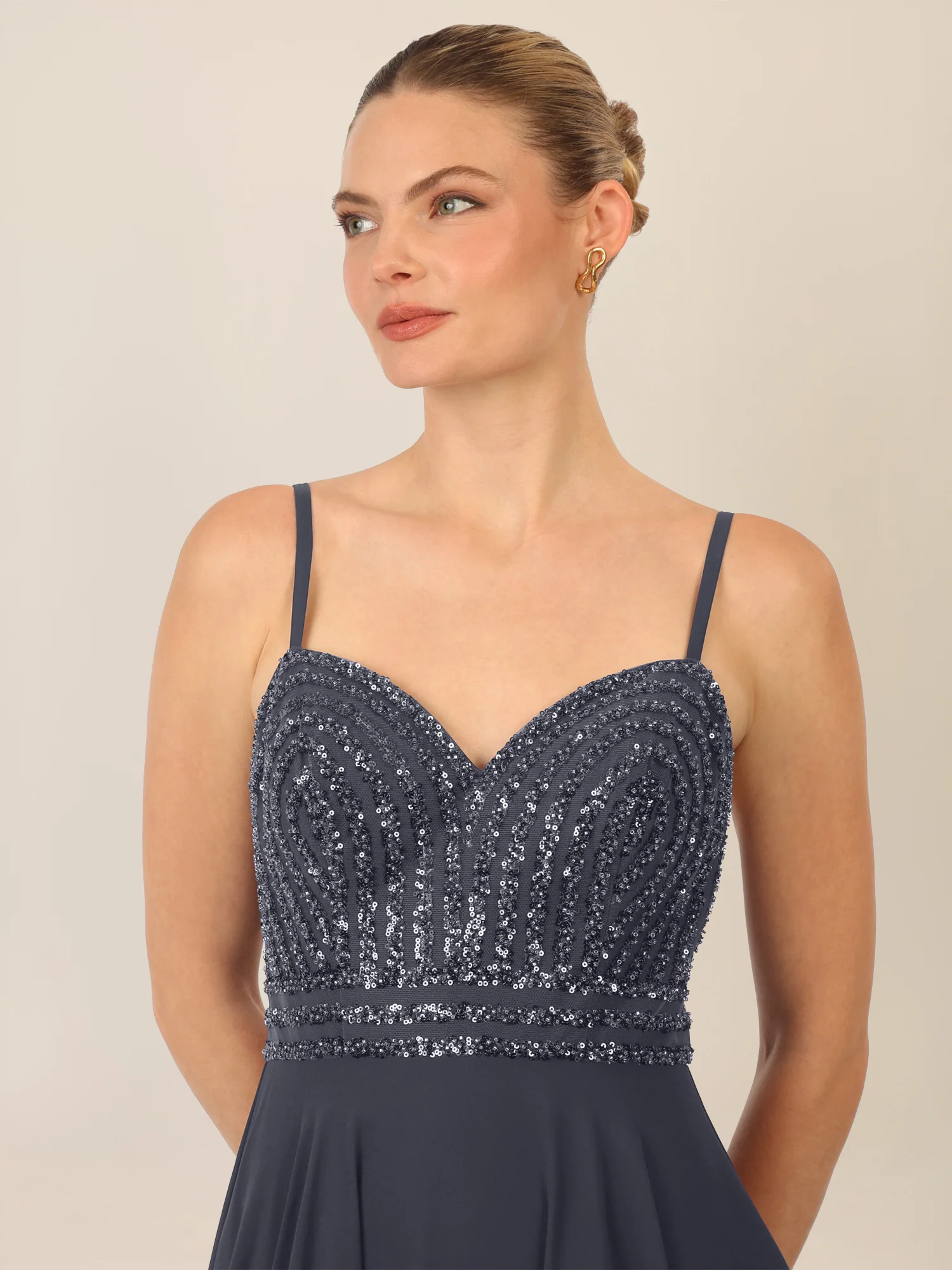 APART Glamourkleid mit Perlenstickerei | nachtblau - Image 4