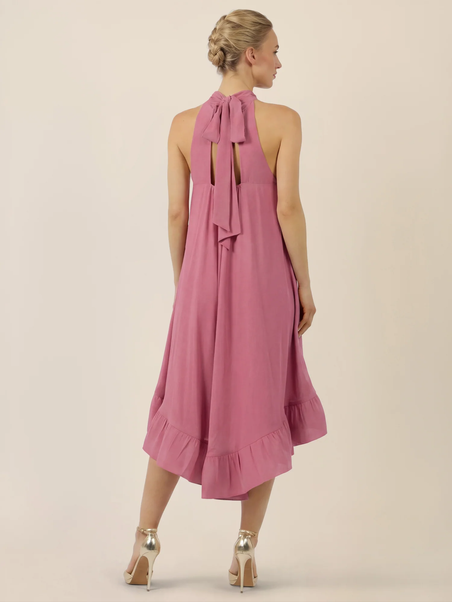 APART Halterneck-Kleid mit Volantsaum | rosé - Image 2
