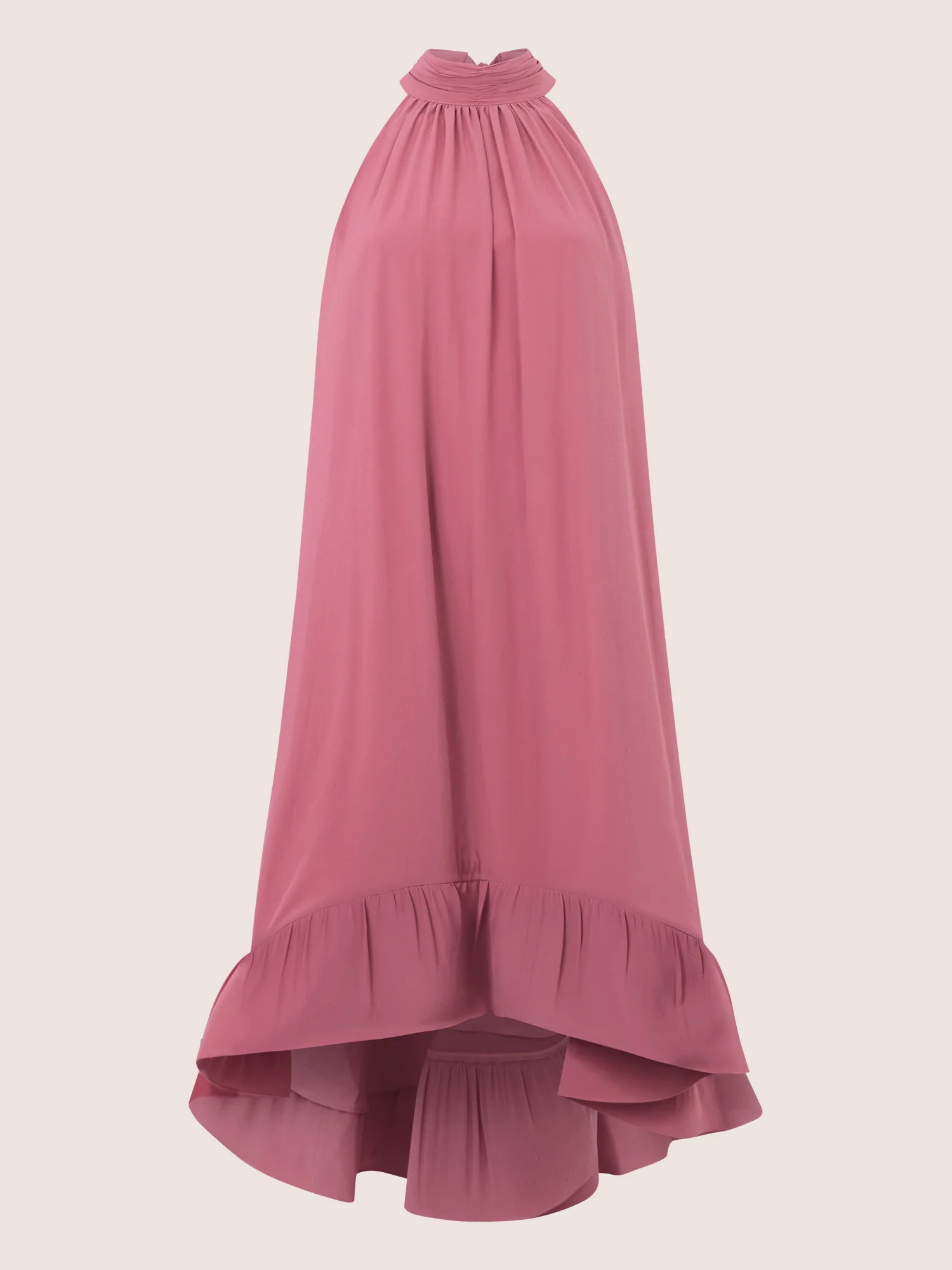 APART Halterneck-Kleid mit Volantsaum | rosé - Image 3