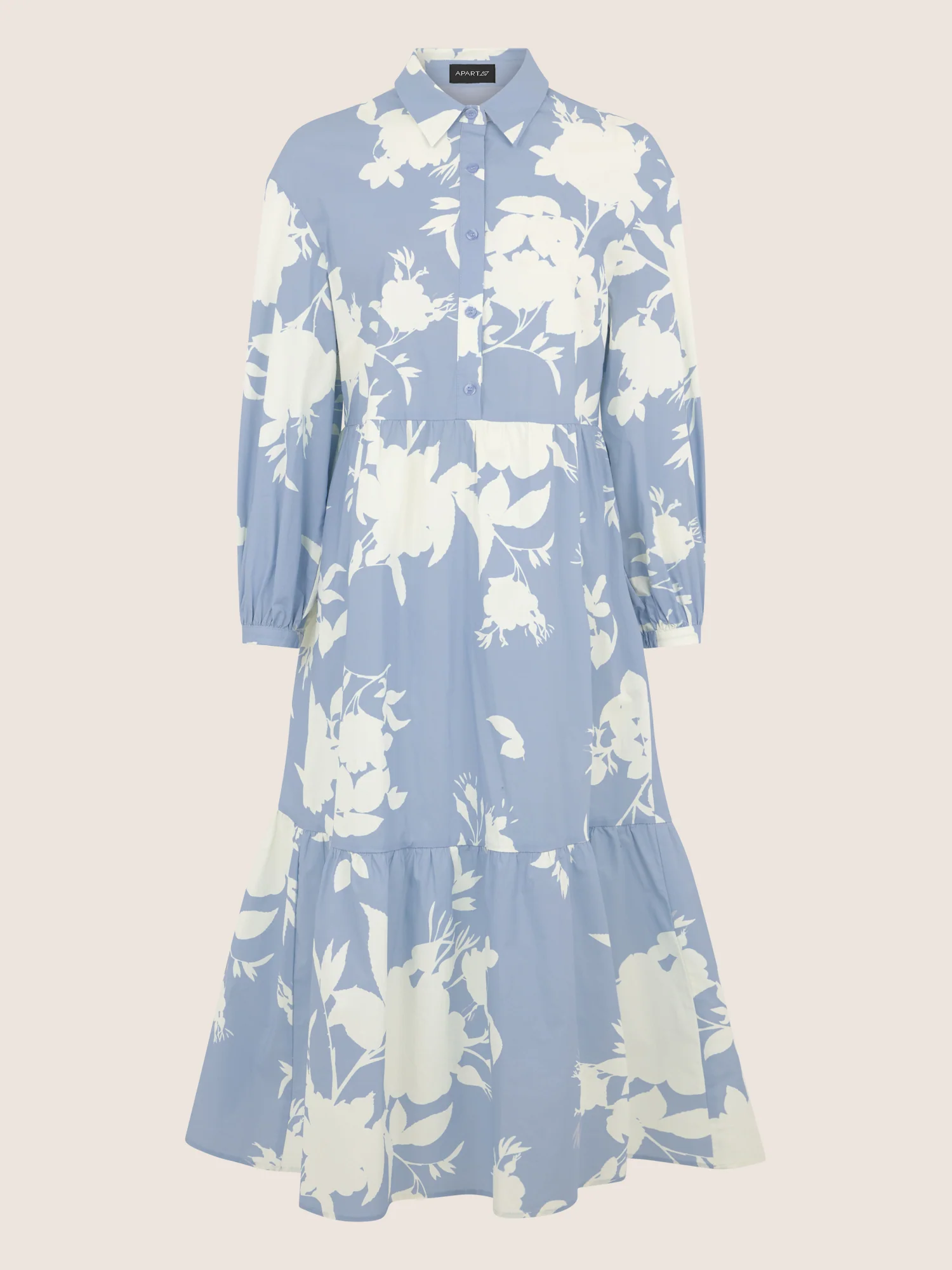 APART Hemdblusenkleid mit floralem Allover-Print | hellblau-creme - Image 3